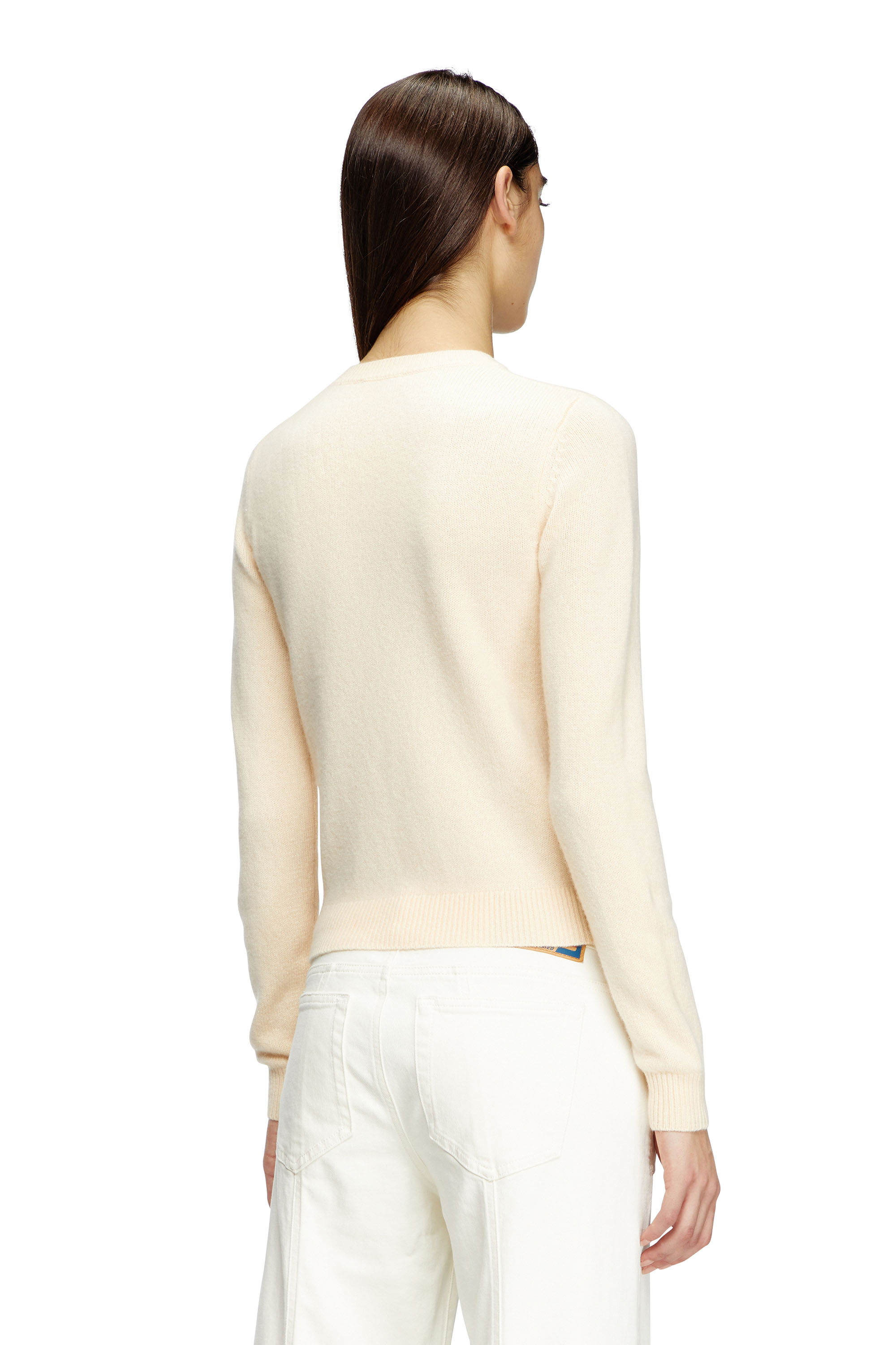 Diesel - M-AREESA-SLIM, Female's Cashmere-blend jumper with cut-out logo in Beige - 3