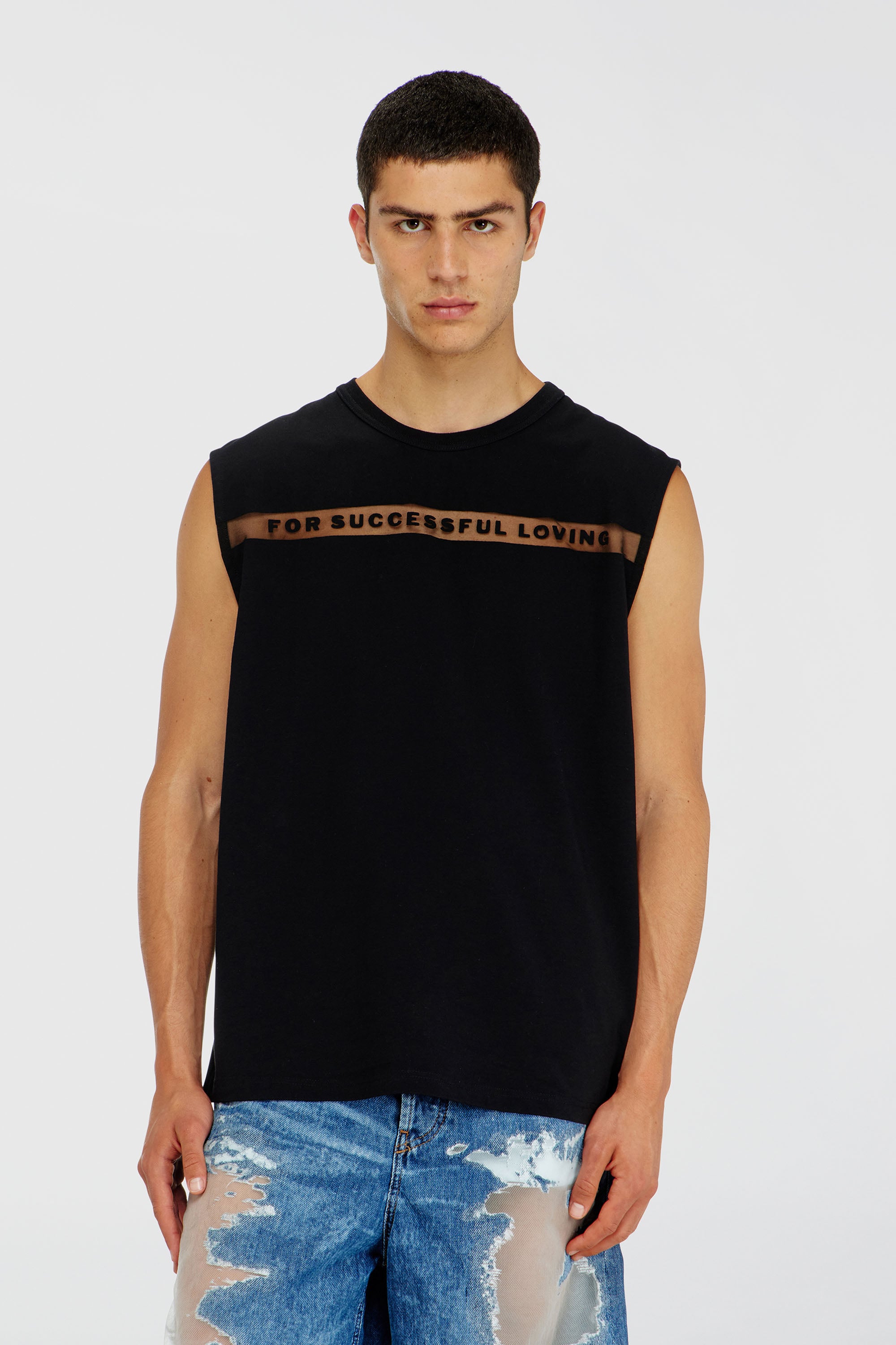 Diesel - PR-T-NORM-BISC-MATI-R, Camiseta de tirantes con logo For Successful Loving Unisex in Negro - 7