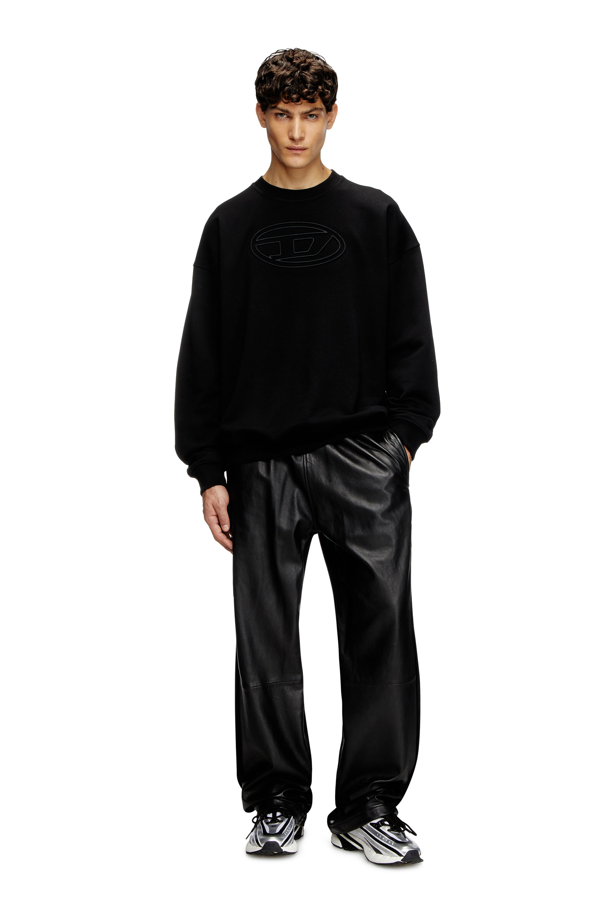 Diesel - S-MART-BIGOVAL, Male's Sweatshirt with embossed Oval D in Black - 1