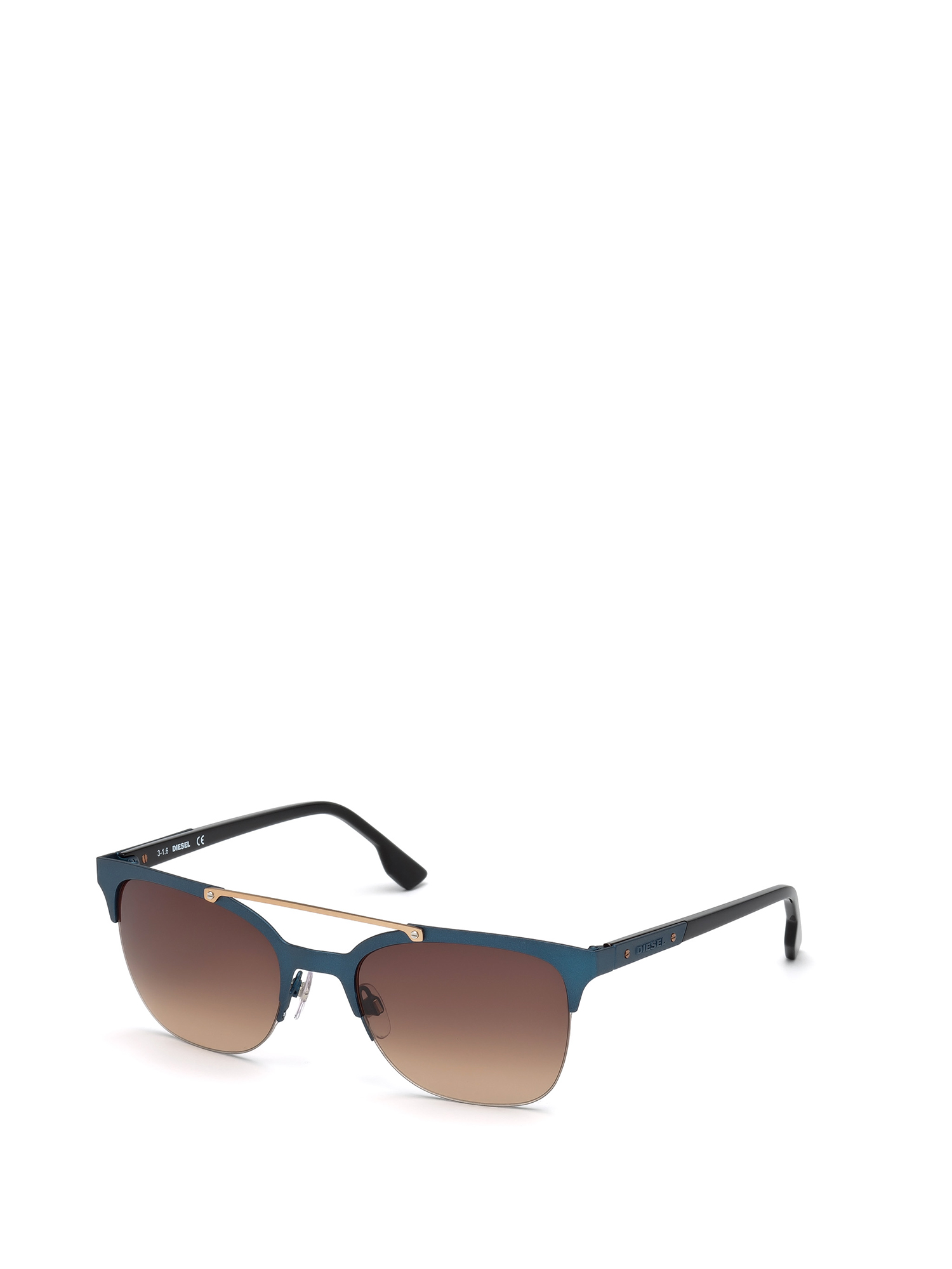 Diesel - DL0215, Gafas cuadradas de doble puente de metal Hombre in Azul marino - 4