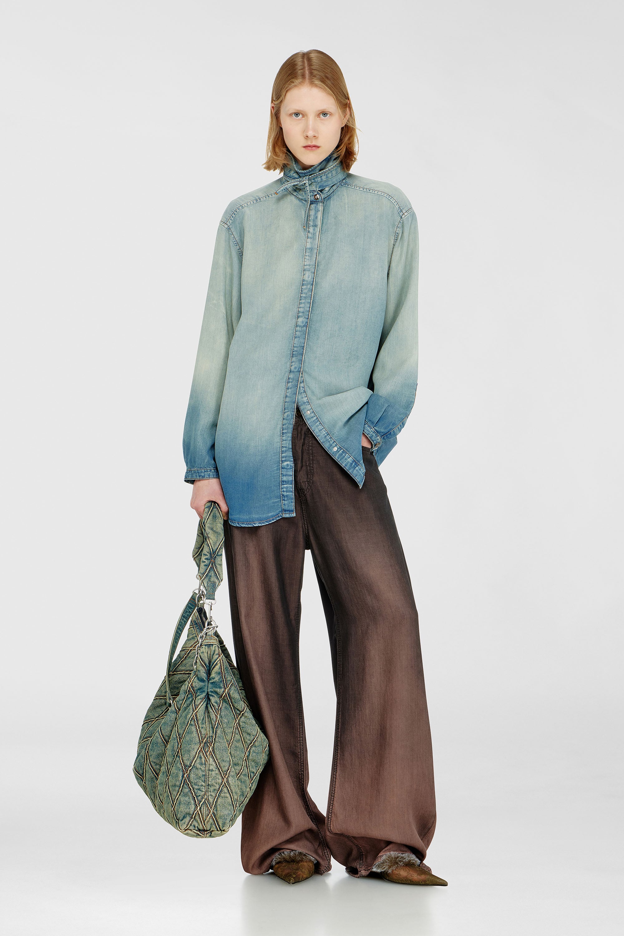 Diesel - DE-ARVEN-S1, Female's Shirt in marbled fluid denim in Light Blue - 2