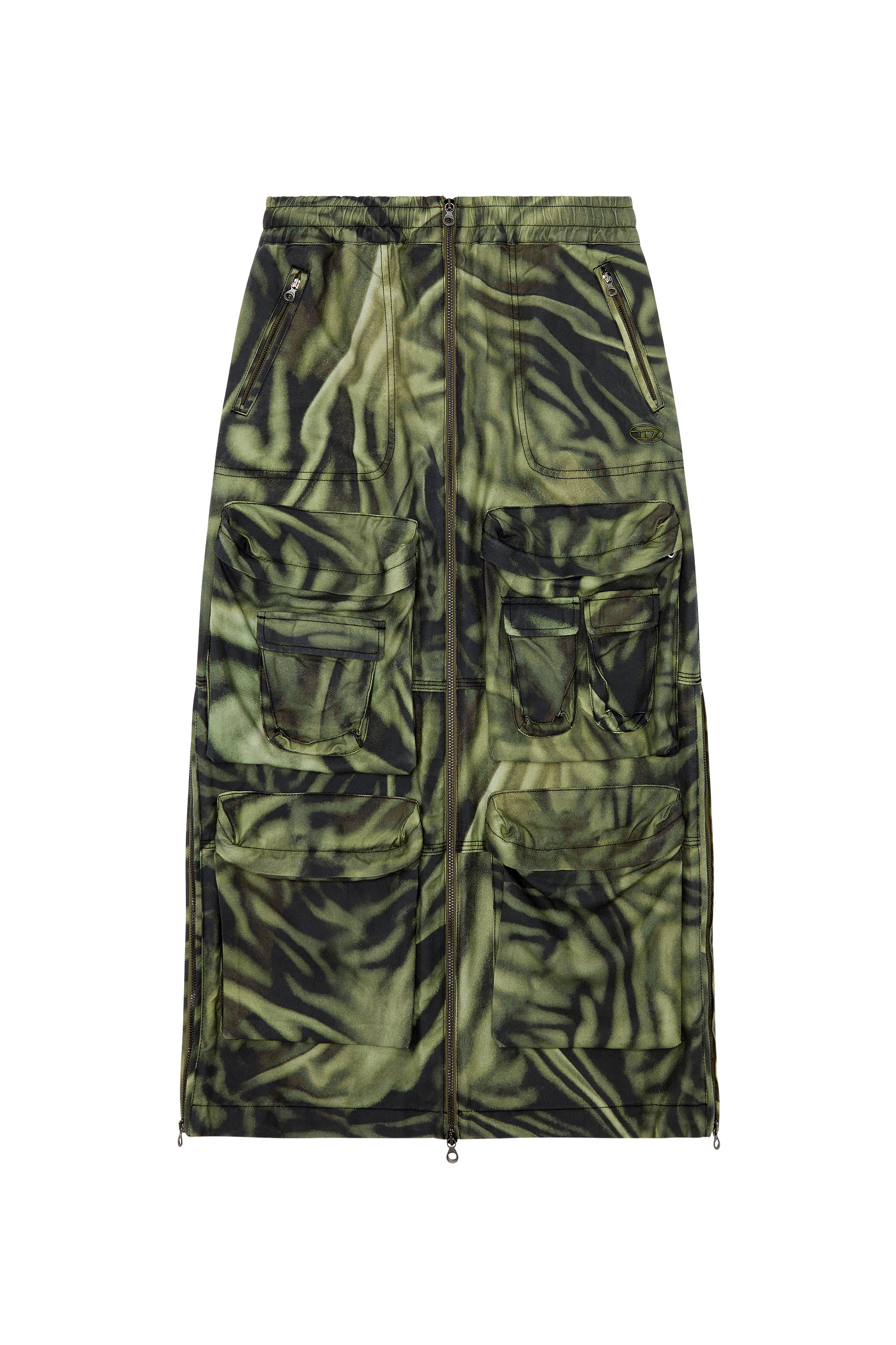 Women's Long cargo skirt with zebra-camo print | Multicolor