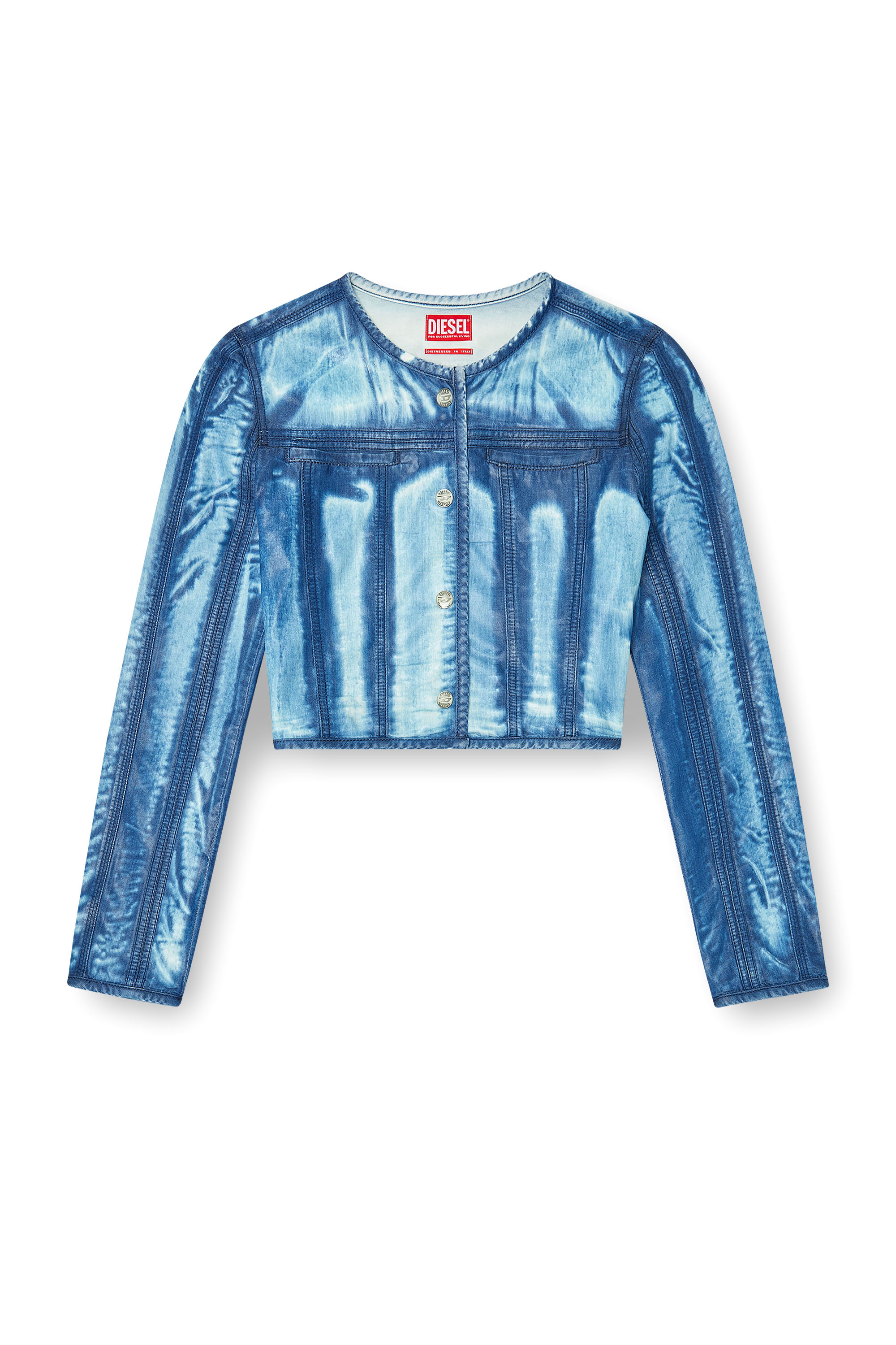 Diesel - DE-SYPHRA-FSI, Chaqueta cropped de denim Lyocell X-Ray lavado oscuro Mujer in Azul marino - 2