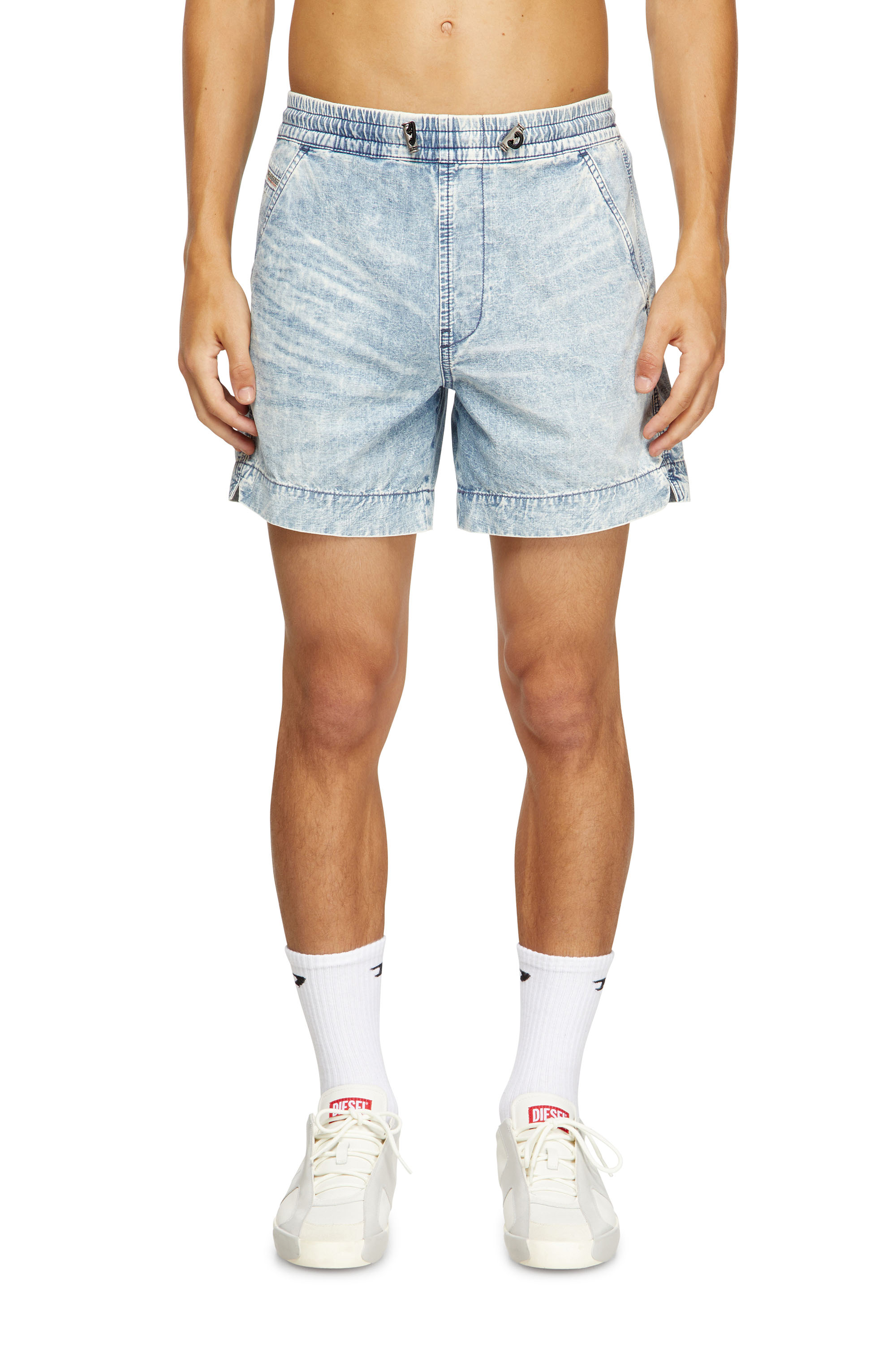 Diesel - D-TENNI-S, Unisex's Shorts in marbled denim in Light Blue - 2