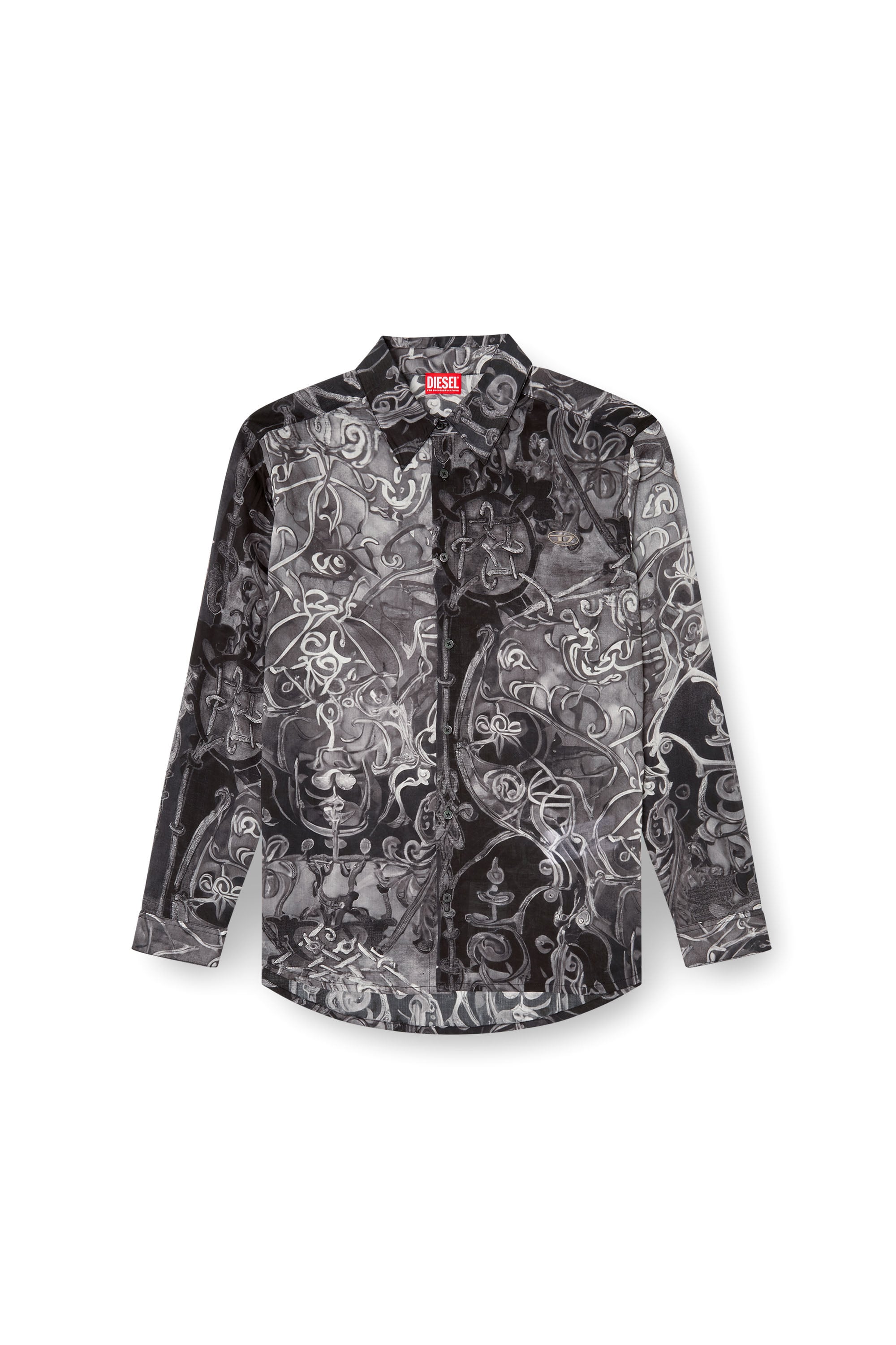 Diesel - S-SIMPLY-B-AJFW, Man's TENCEL&trade; shirt with medieval print in Black - 3