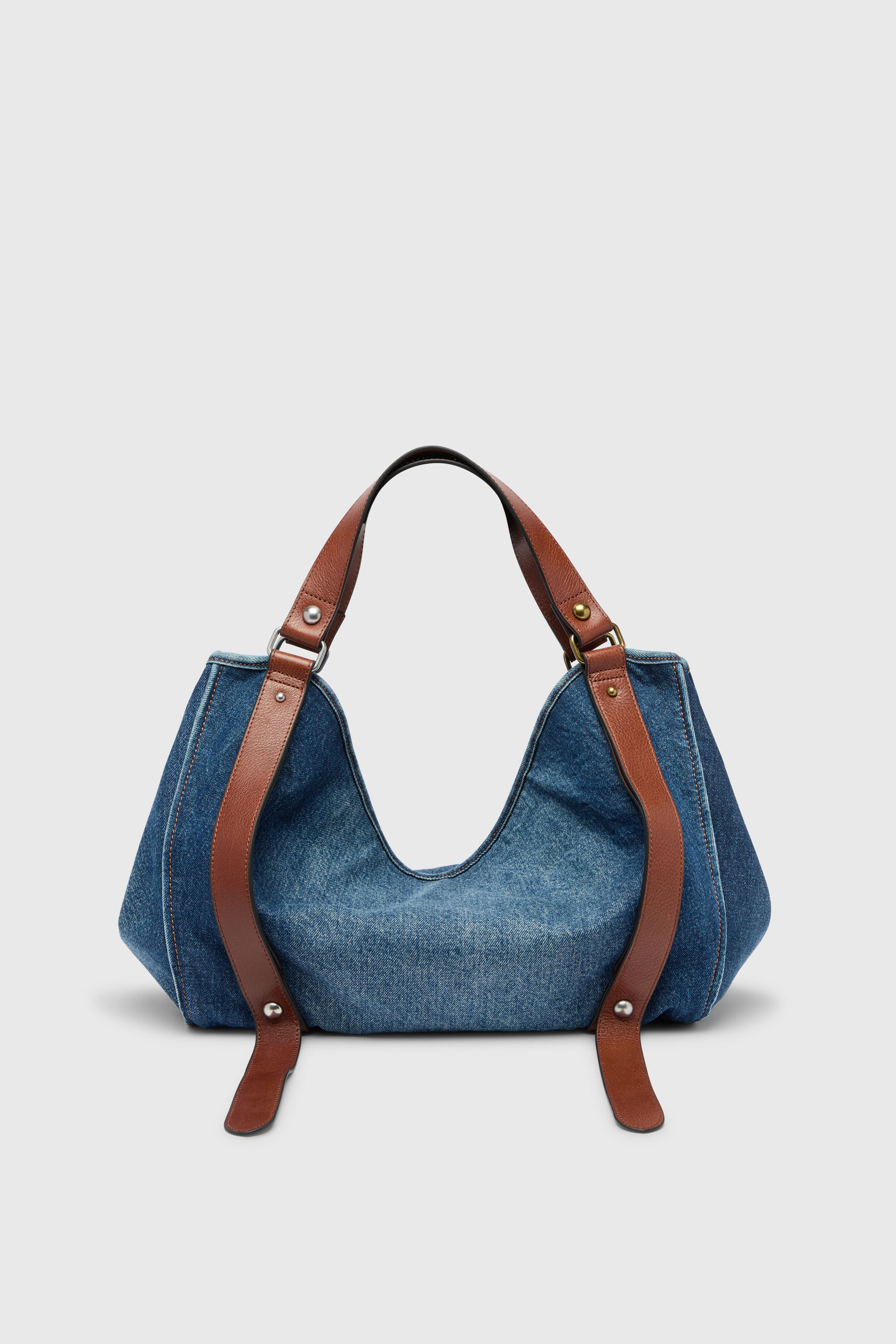 Diesel - D-ONE TOPHANDLE M, Female's D-One-Medium top-handle bag in denim and leather in Blue - 2