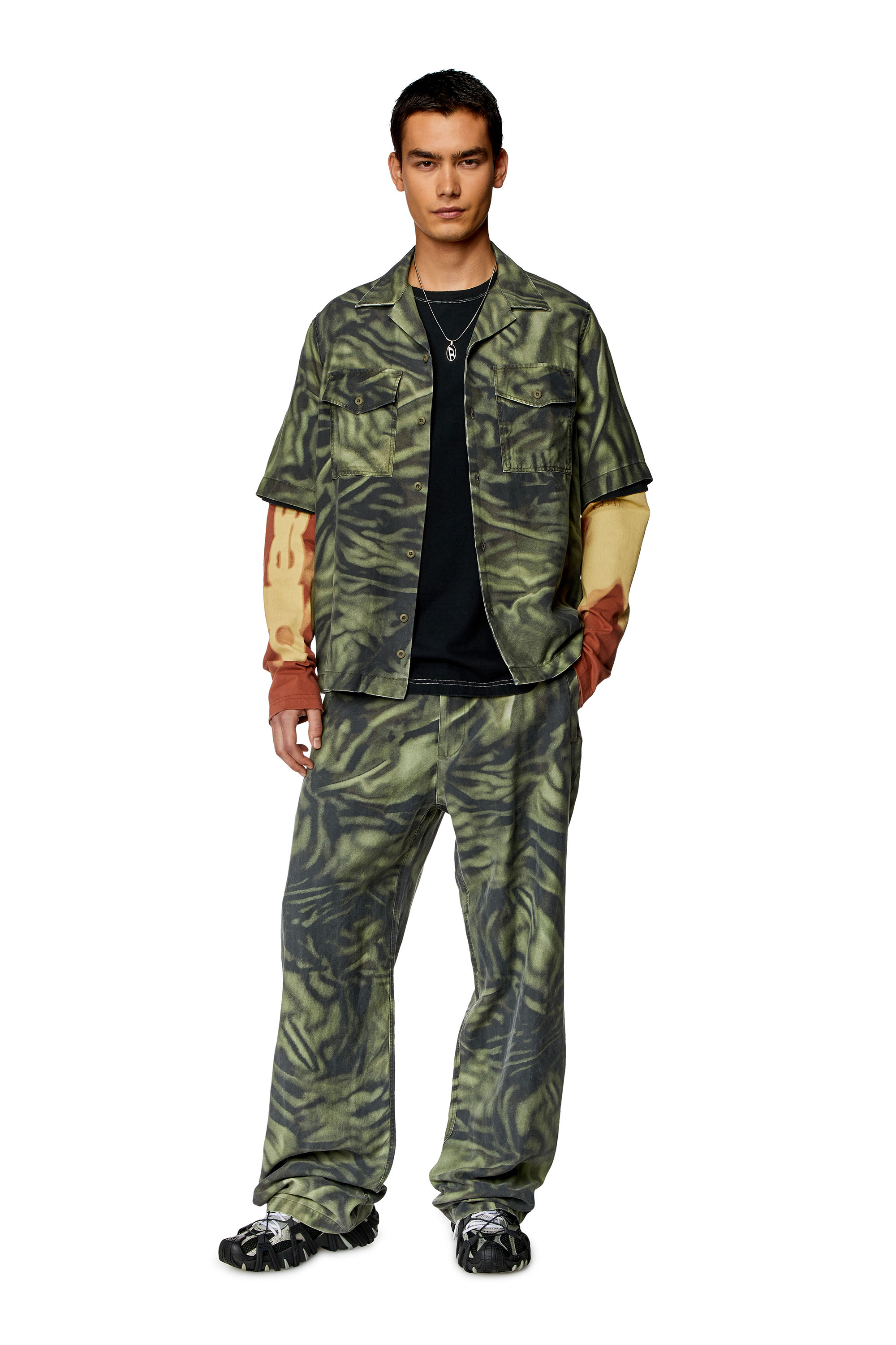 Men's Short-sleeve shirt with zebra-camo print | Multicolor