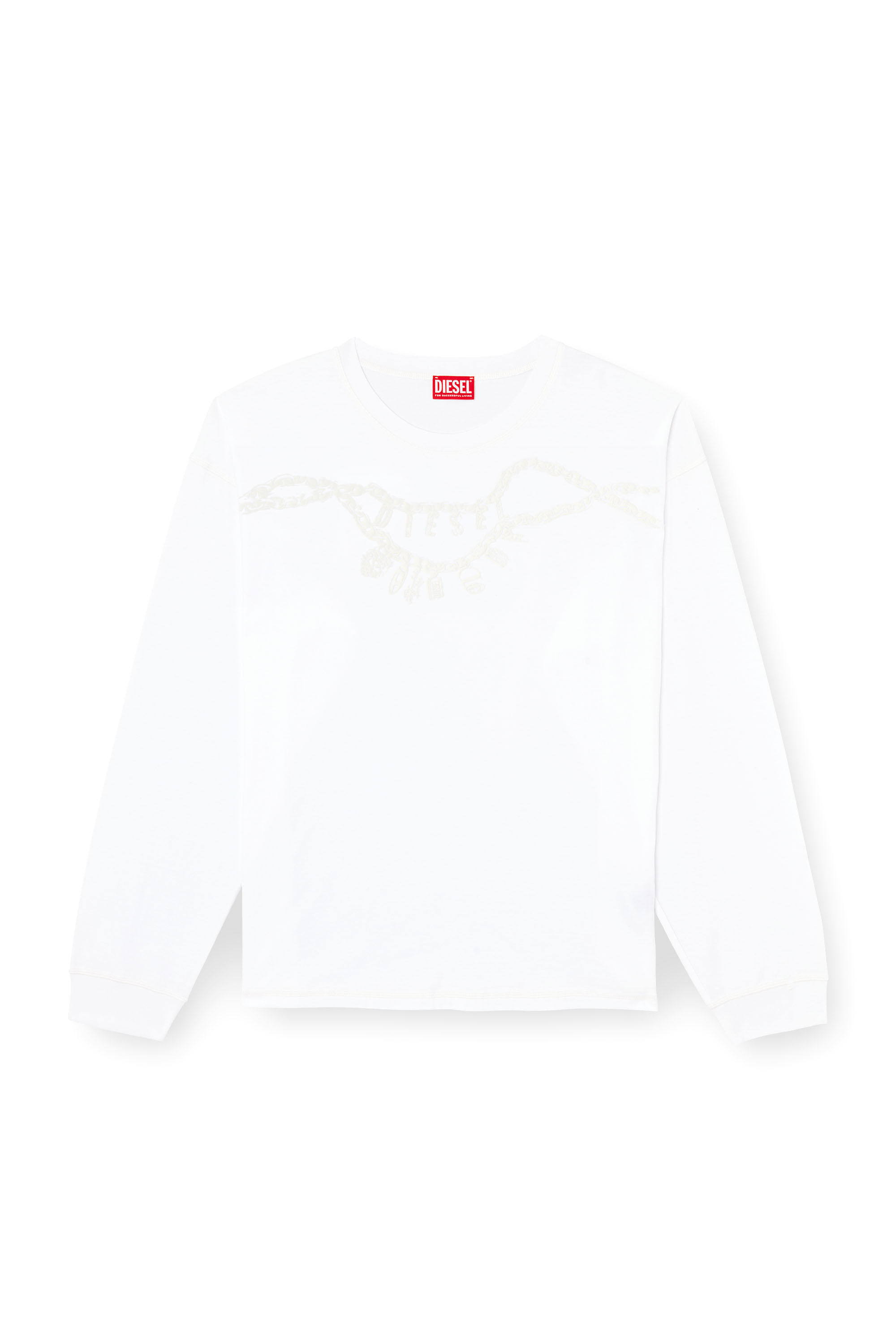 Diesel - T-BOXT-LS-HOSHI, Unisex's Long-sleeve T-shirt with charm necklace print in White - 4