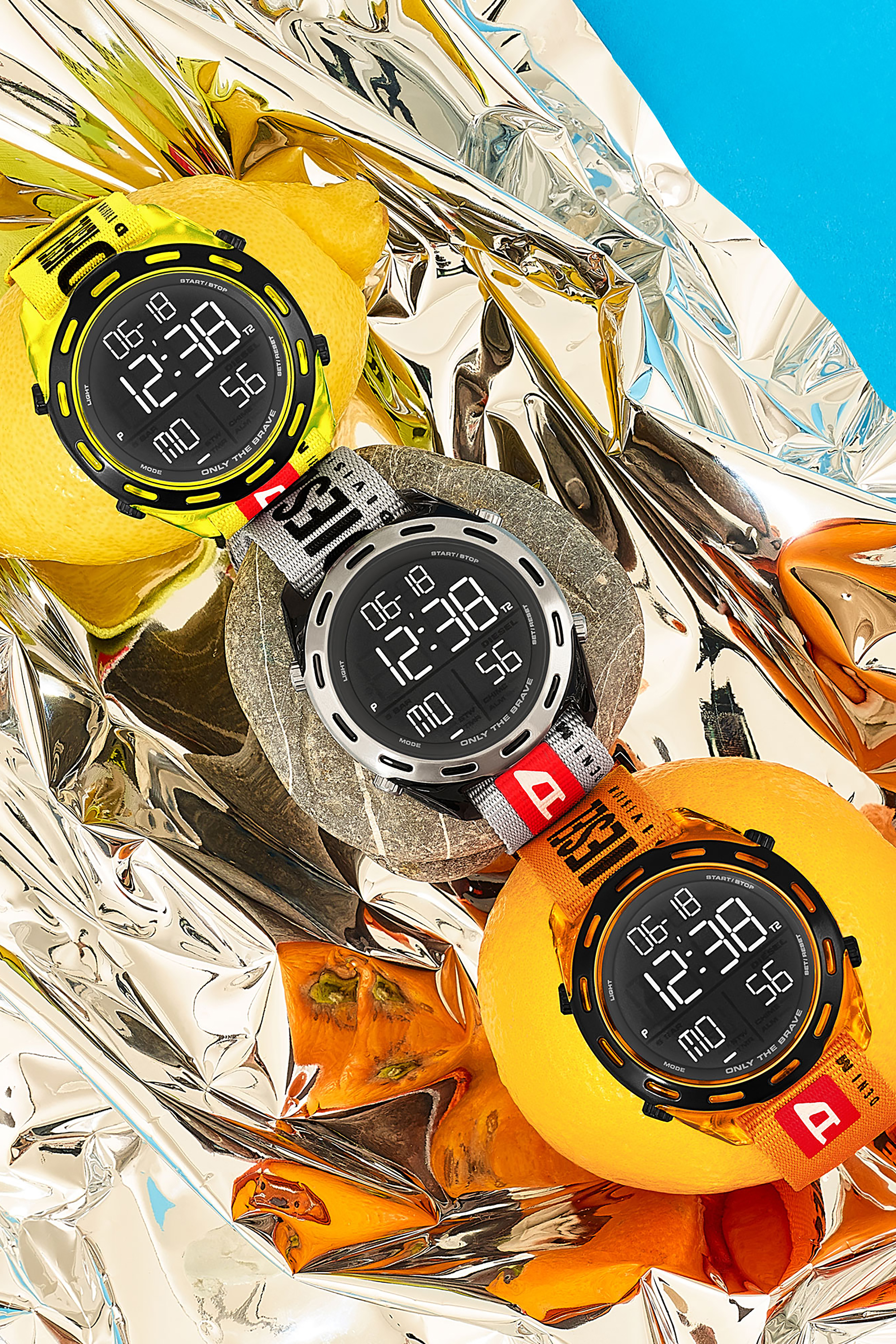 Diesel - DZ1895, Man's Crusher digital neon yellow nylon watch in Yellow Fluo - 3