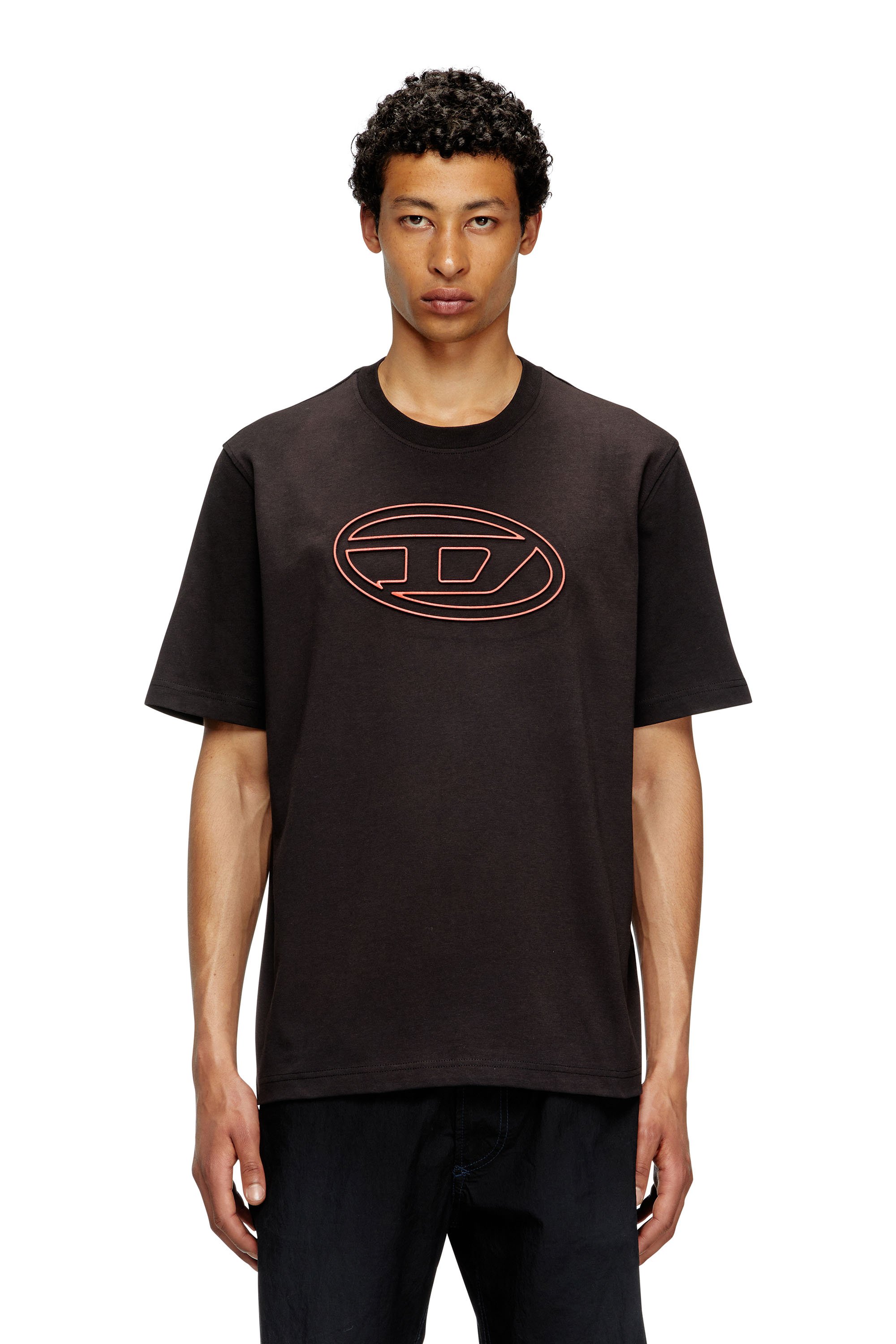 Diesel - T-ADJUST-BIGOVAL, Male's T-shirt with embossed Oval D in Black/Red - 3
