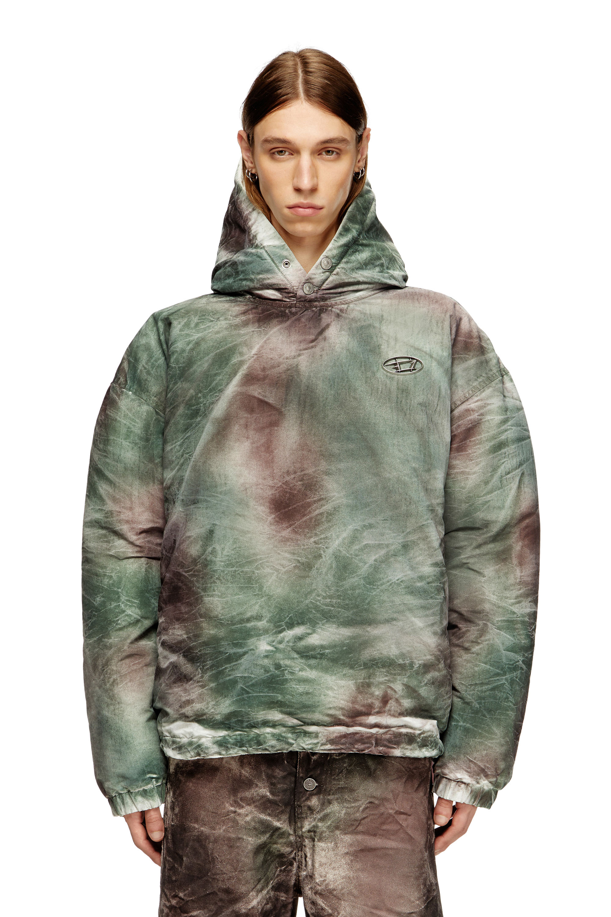 Diesel - W-THUG-JKT-PUFFY, Veste à capuche bouffante en nylon camouflage Mixte in Polychrome - 1