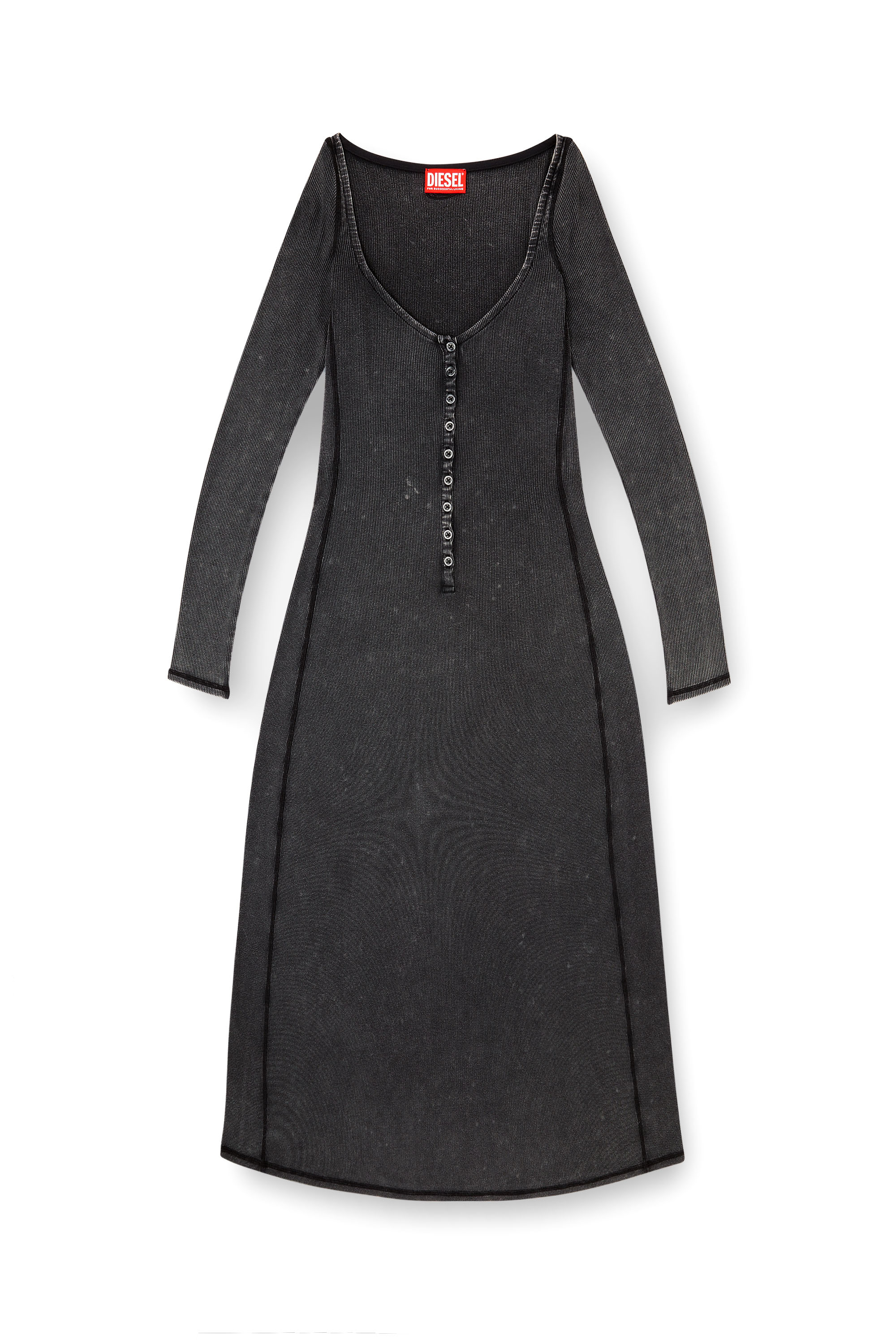 Diesel - D-LEY, Female's Midi dress in faded ribbed jersey in null - 3
