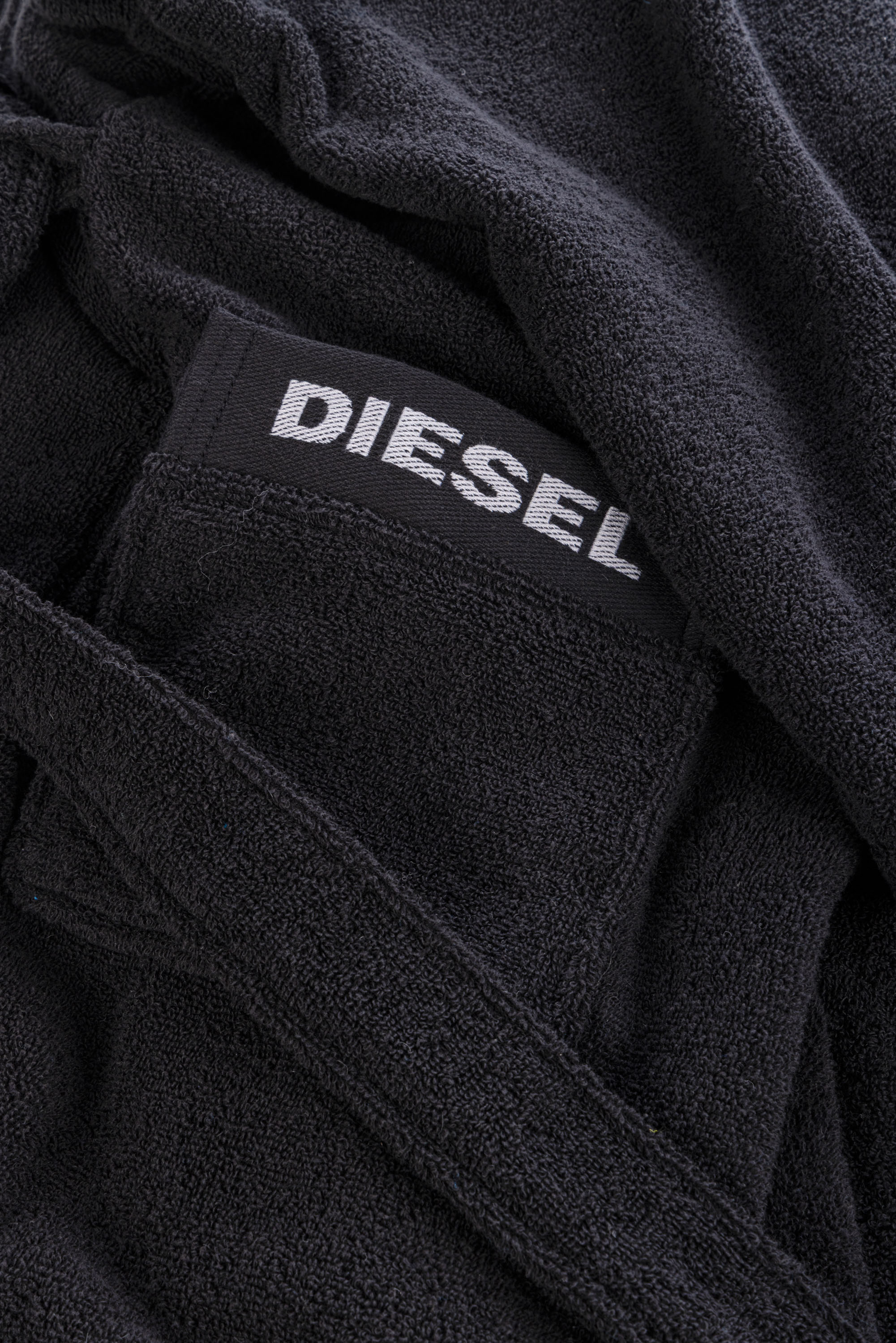 Diesel - 1015105 LOGO-COTTON BATHROBE SIZE S BLAC, Unisex's Logo-Cotton Terry Bathrobe, S size in Black - 2