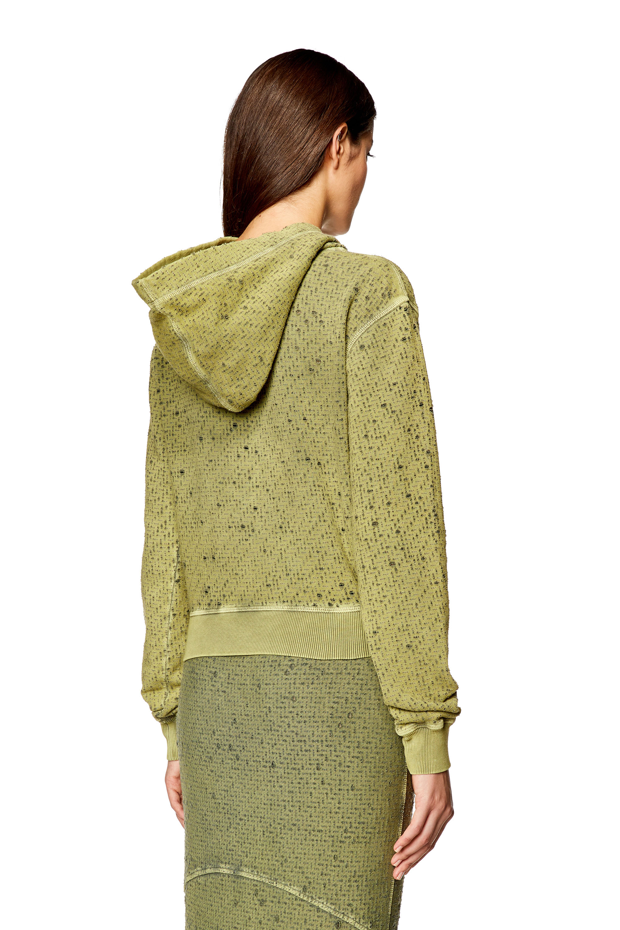 Diesel - F-LAZIS, Woman's Hoodie in laser-cut jersey in Green - 4