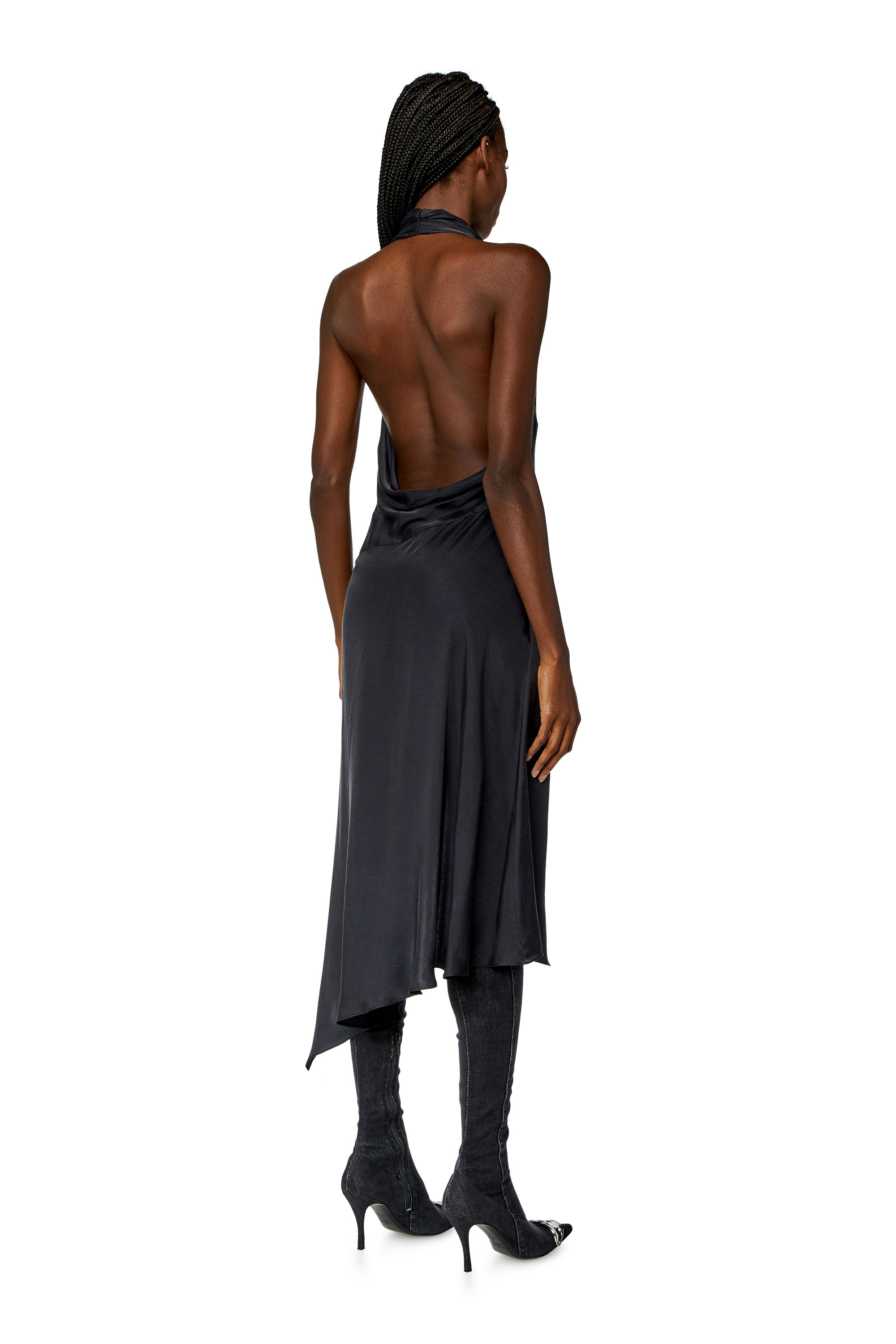 Diesel - D-STANT-N1, Vestido drapeado de sat&eacute;n de cupro y modal Mujer in Gris - 3