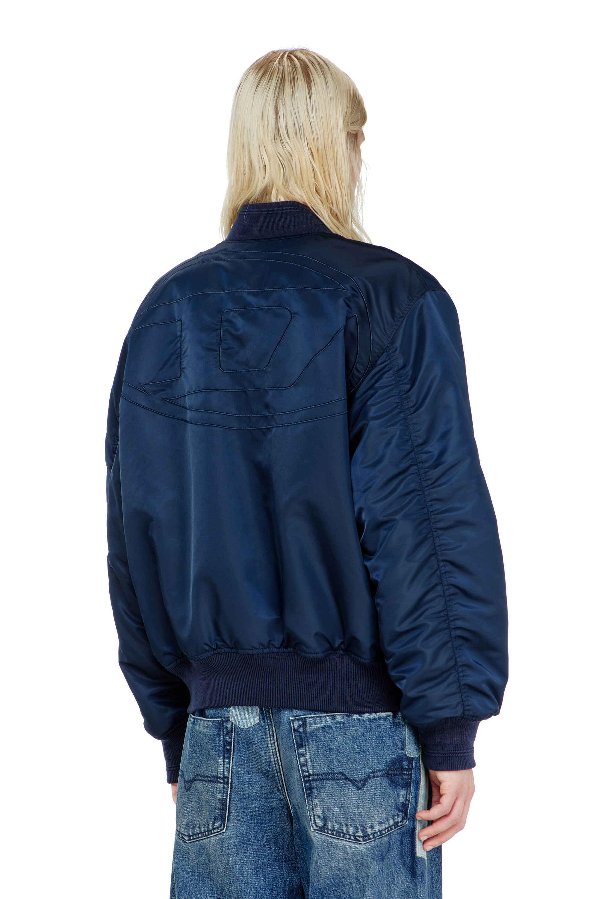 Diesel - W-TYPE-D1, Man's Padded bomber jacket with Oval D embroidery in Navy Blue - 4