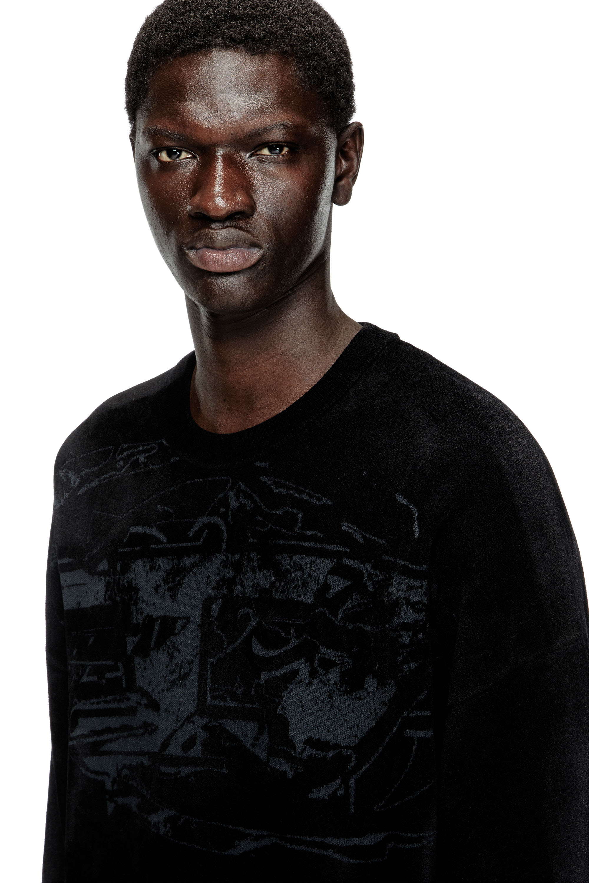 Diesel - K-TRESA, Male's Chenille-jacquard jumper with logo motif in Black - 4