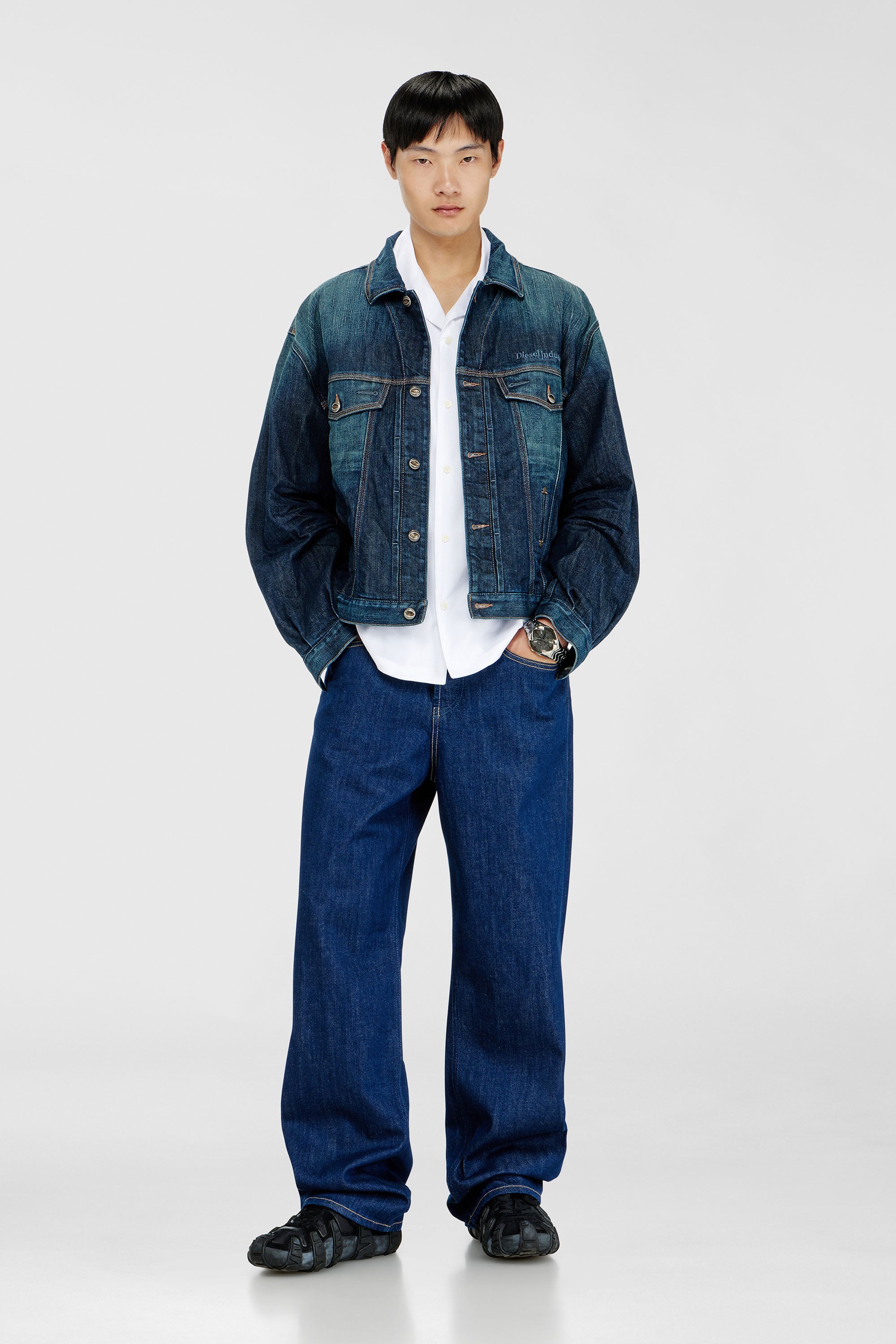 Diesel - S-MAC-GSBH, Chemise en popeline stretch avec broderie Oval D Homme in Blanc - 2