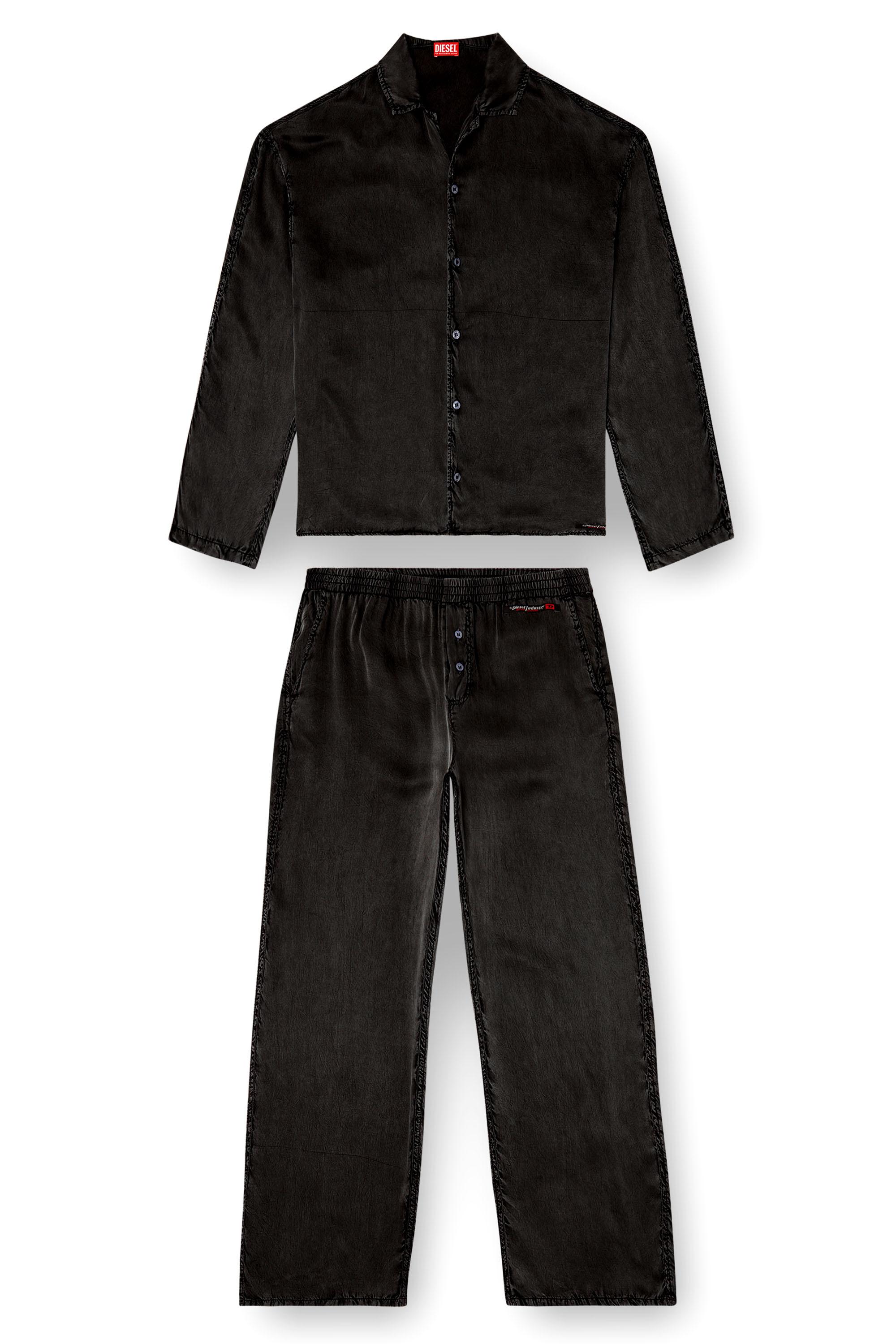 Diesel - SET-KEITH-DNM, Unisex's Fluid pyjamas with denim effect in Black - 4