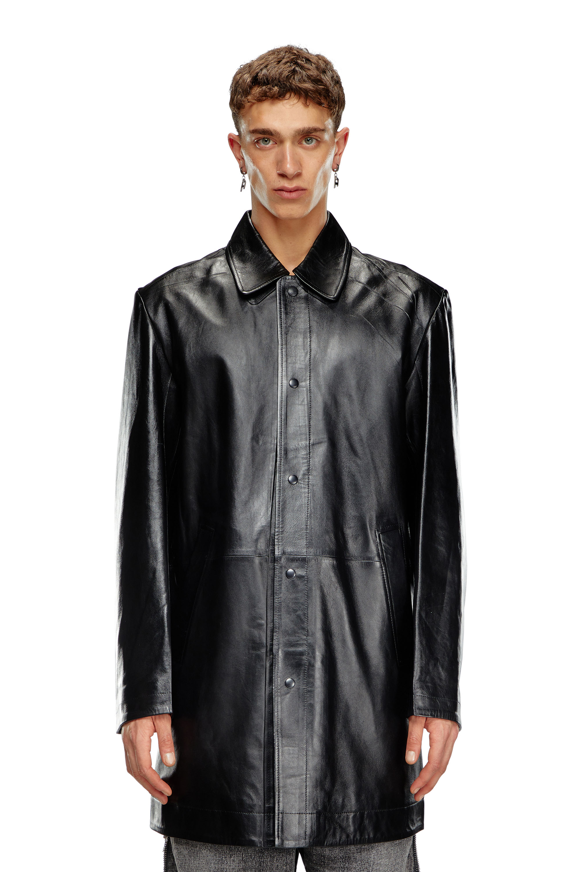 Men's Coated leather coat | Black | Diesel