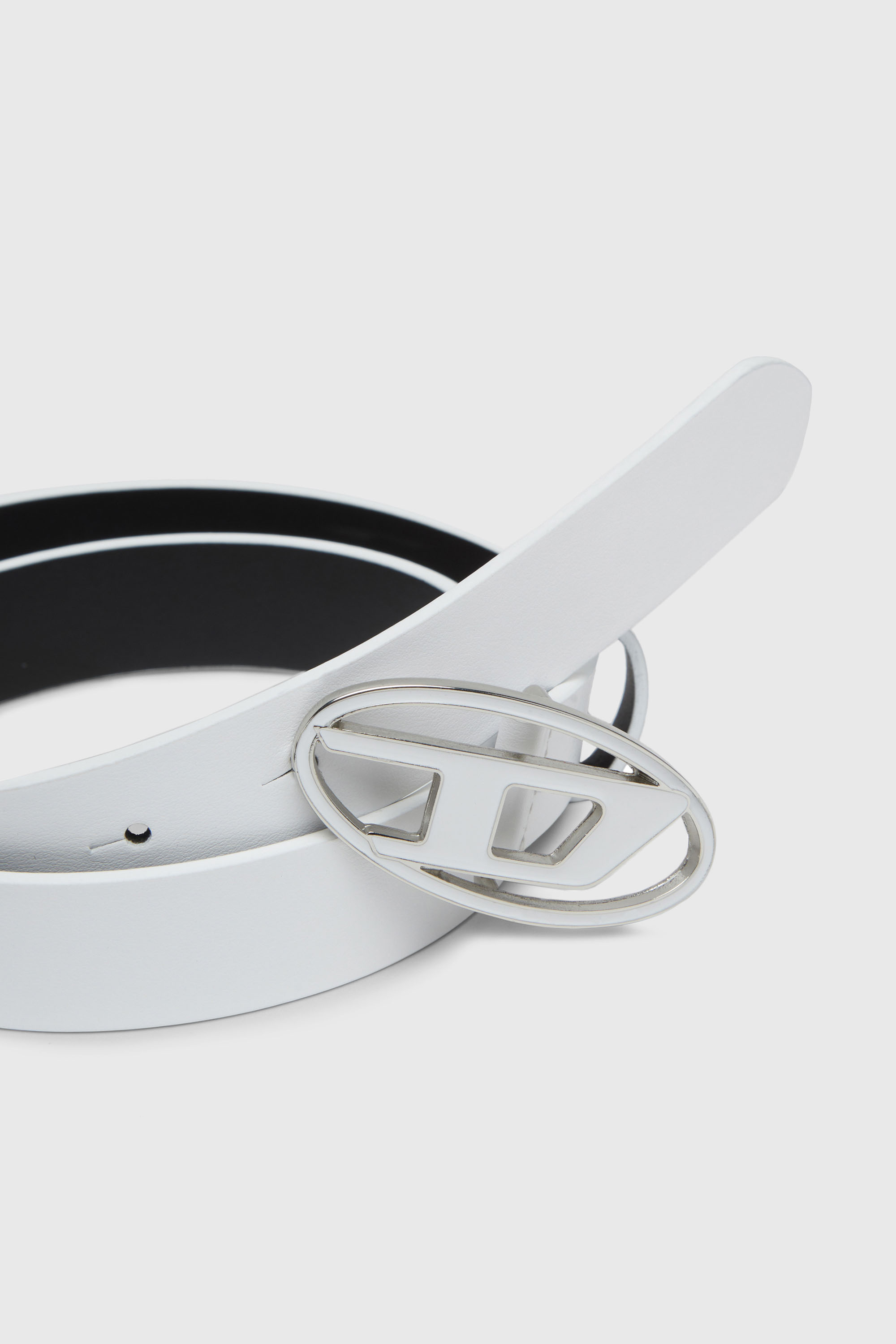 Women's 2.4cm leather belt with enamelled Oval D buckle | White