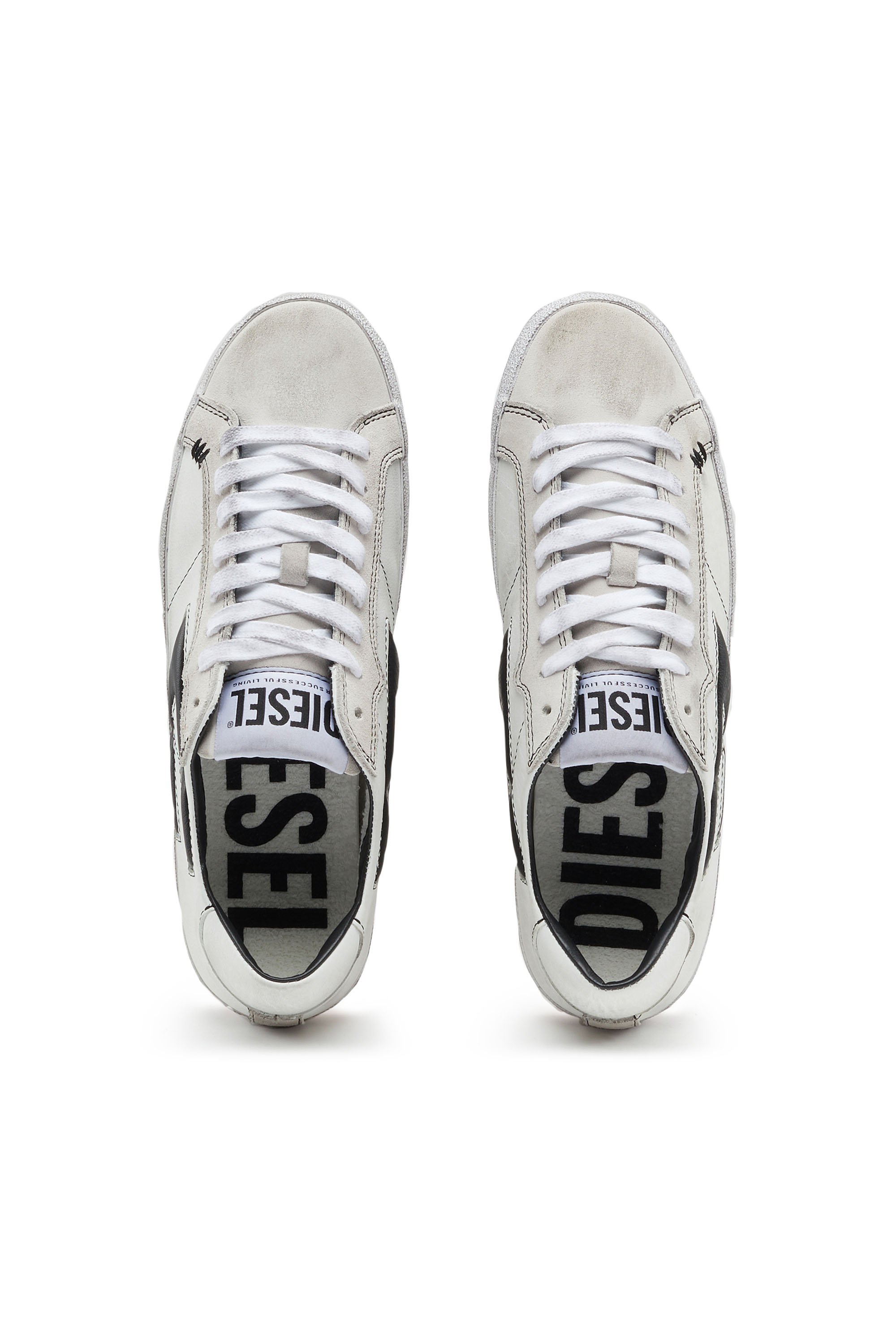 Women's Low-top leather sneakers with D logo | Diesel S-LEROJI