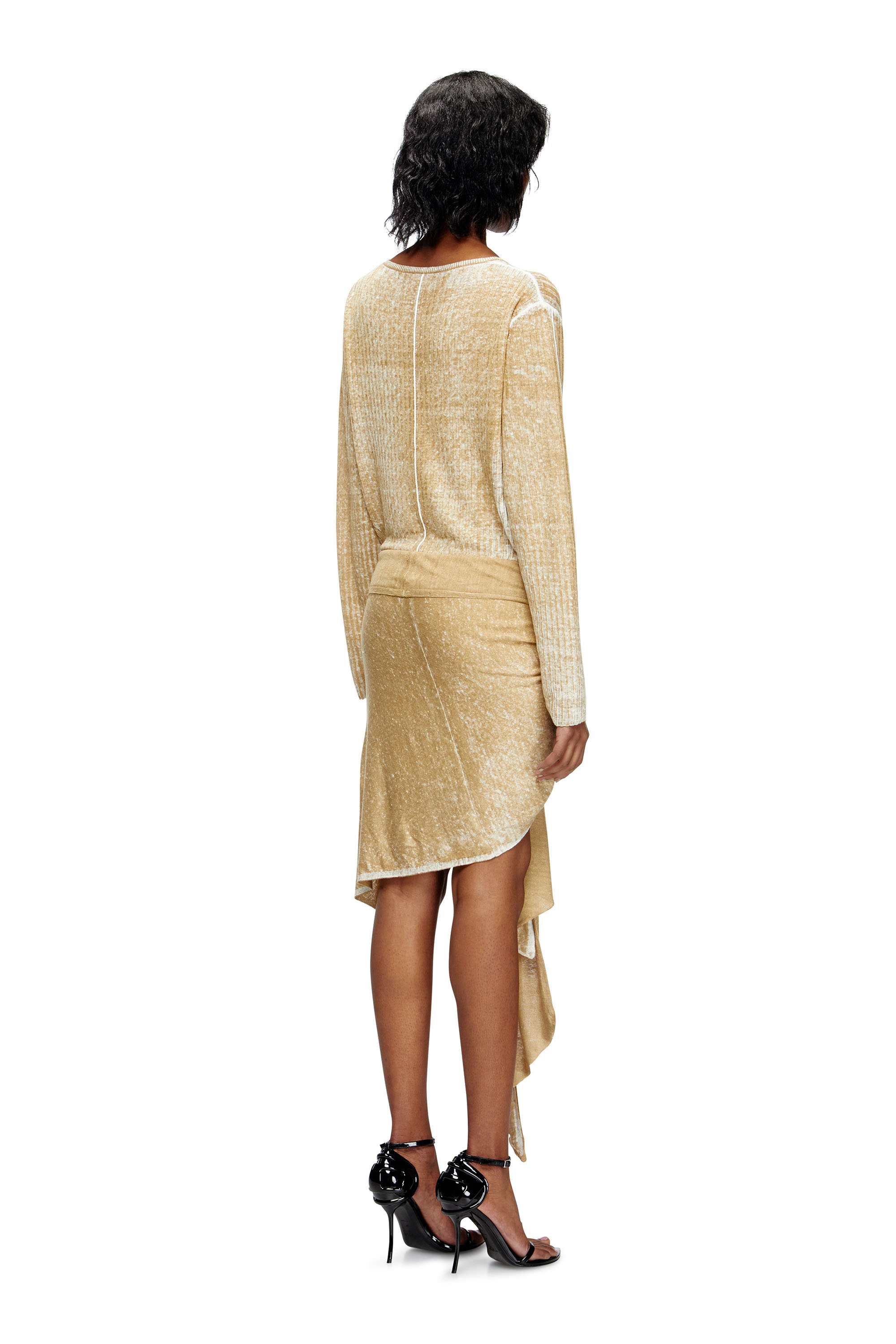 Diesel - M-EGAKNOT, Female's Knitted dress with hip tie in Light Brown - 4