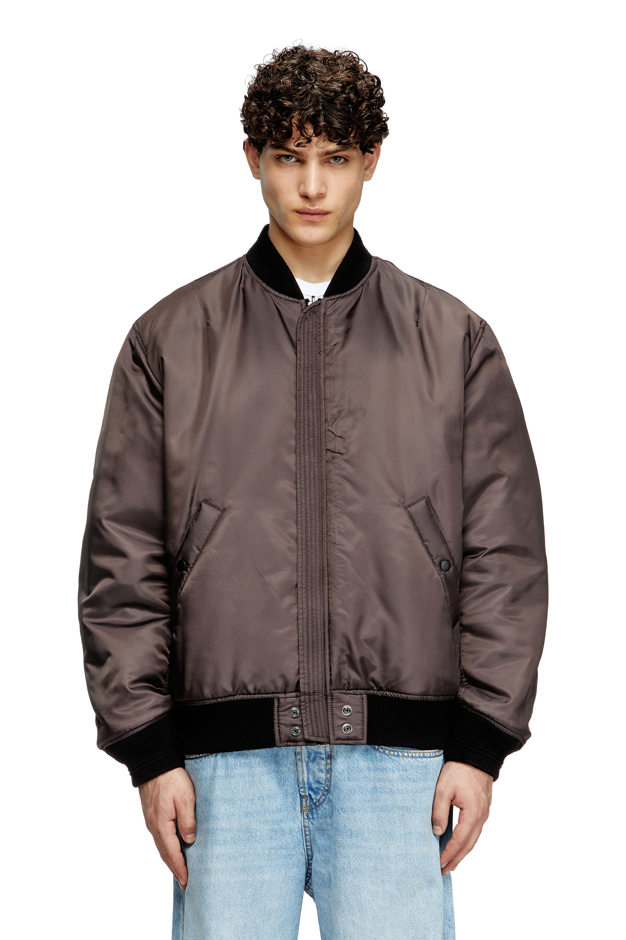 ジャケット・アウター diesel black bomber jacket Men's Bomber in padded nylon with Oval D | Black | Diesel