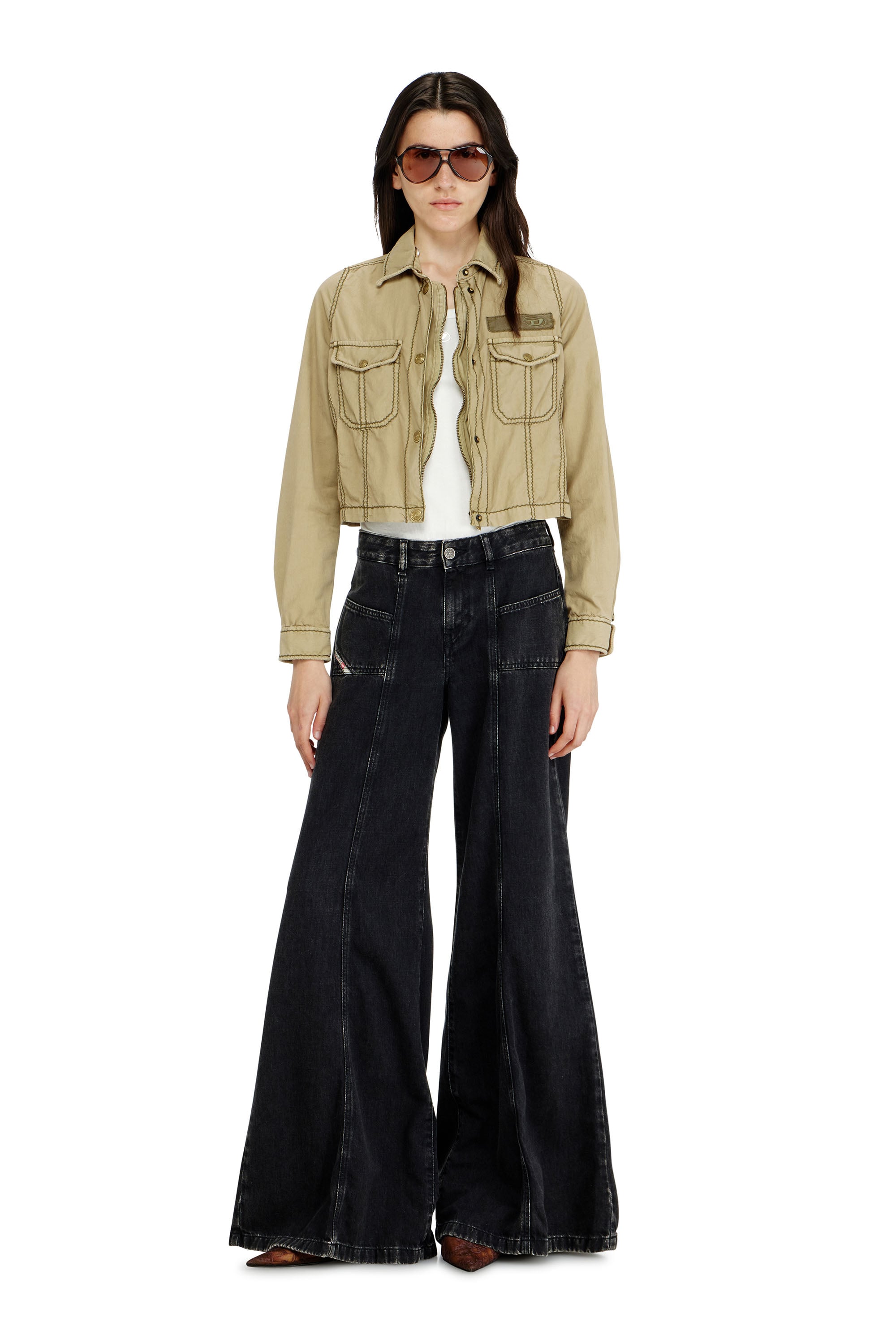 Diesel - Flare Jeans D-Akii 068HN Mujer, Negro/Gris oscuro - 1