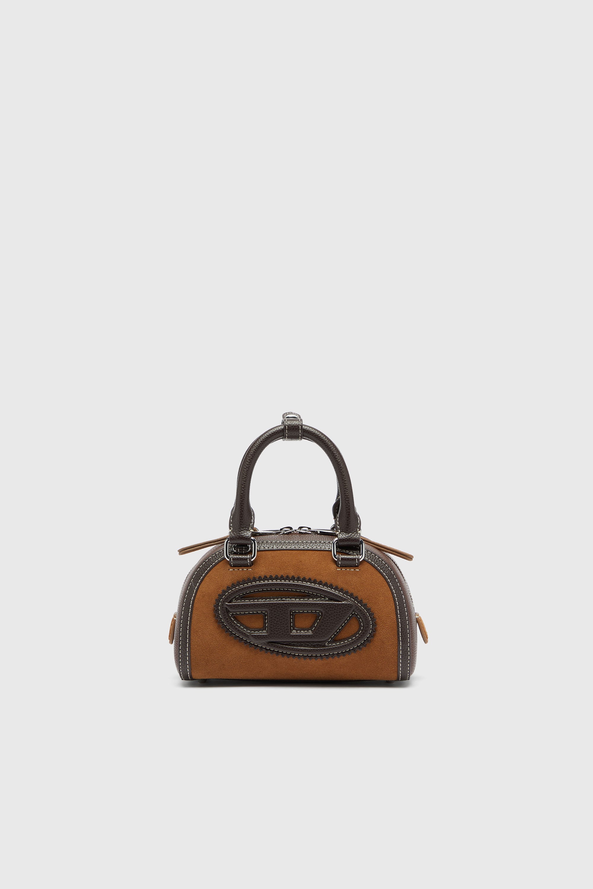 Diesel - 1DR DOME CROSSBODY, Woman's 1DR Dome - Small bowling bag in suede and grainy PU in Brown - 1