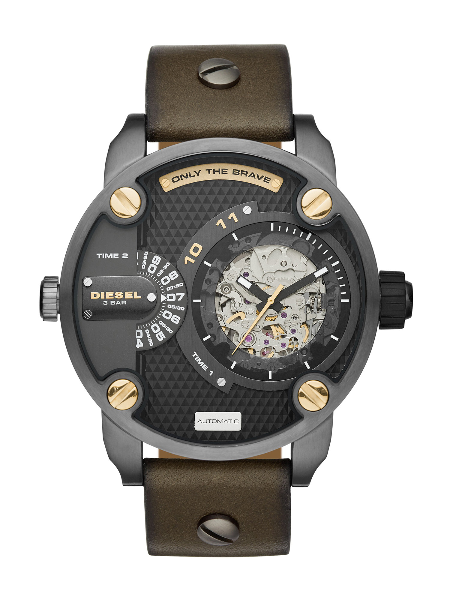 Diesel - DZ7364, Man's Olive watch with gunmetal dial, 51 mm in Dark Brown - 1