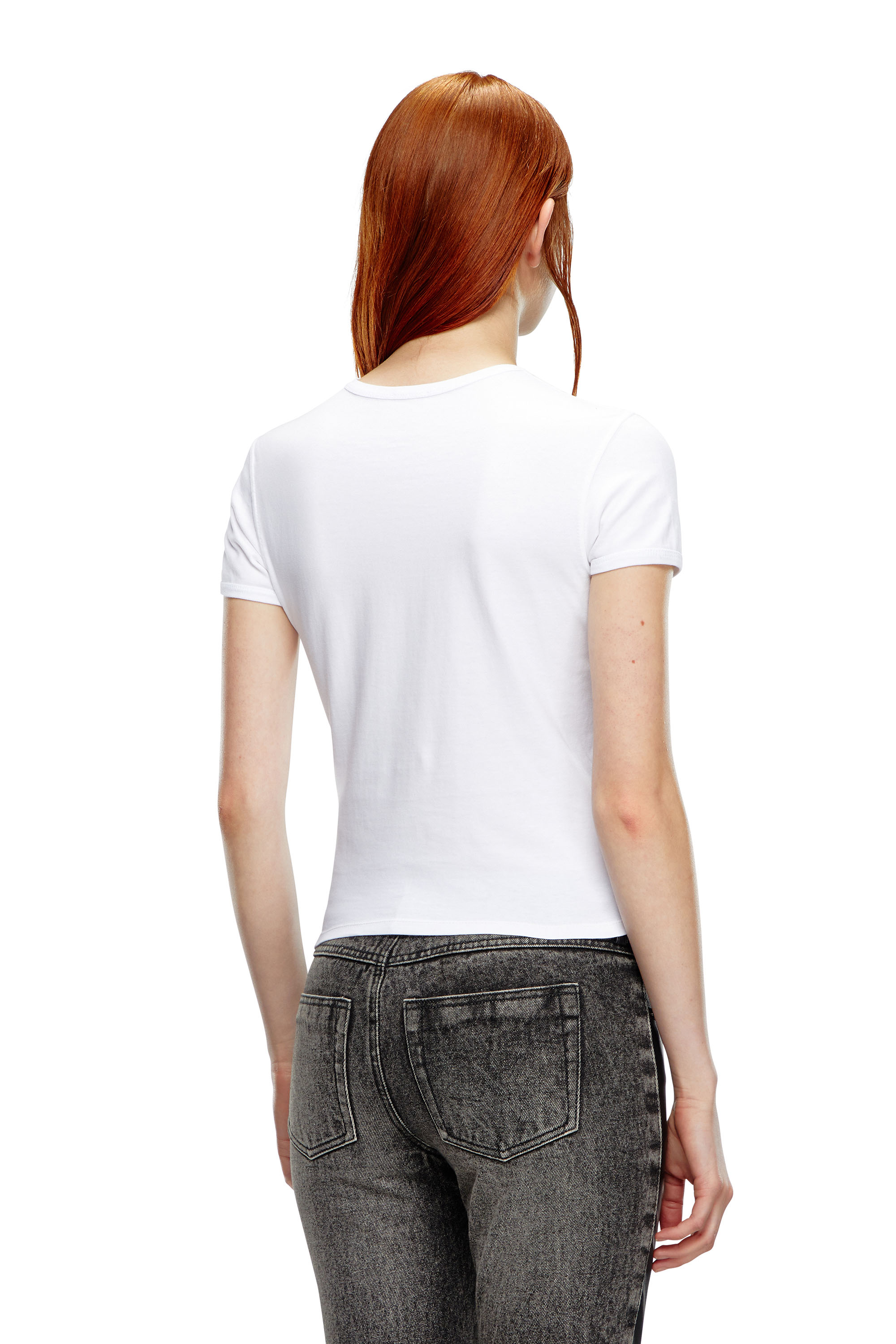 Diesel - T-UNCUTIE-LONG-OD, Woman's T-shirt with injection-moulded Oval D in White - 5