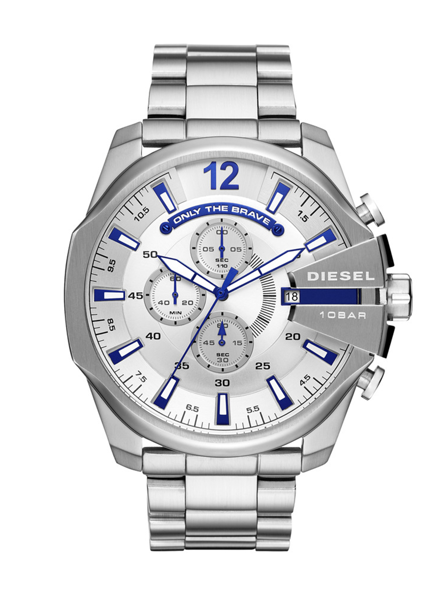 Diesel - DZ4477, Man's Silver watch with three-link strap, 51 mm in Silver - 1