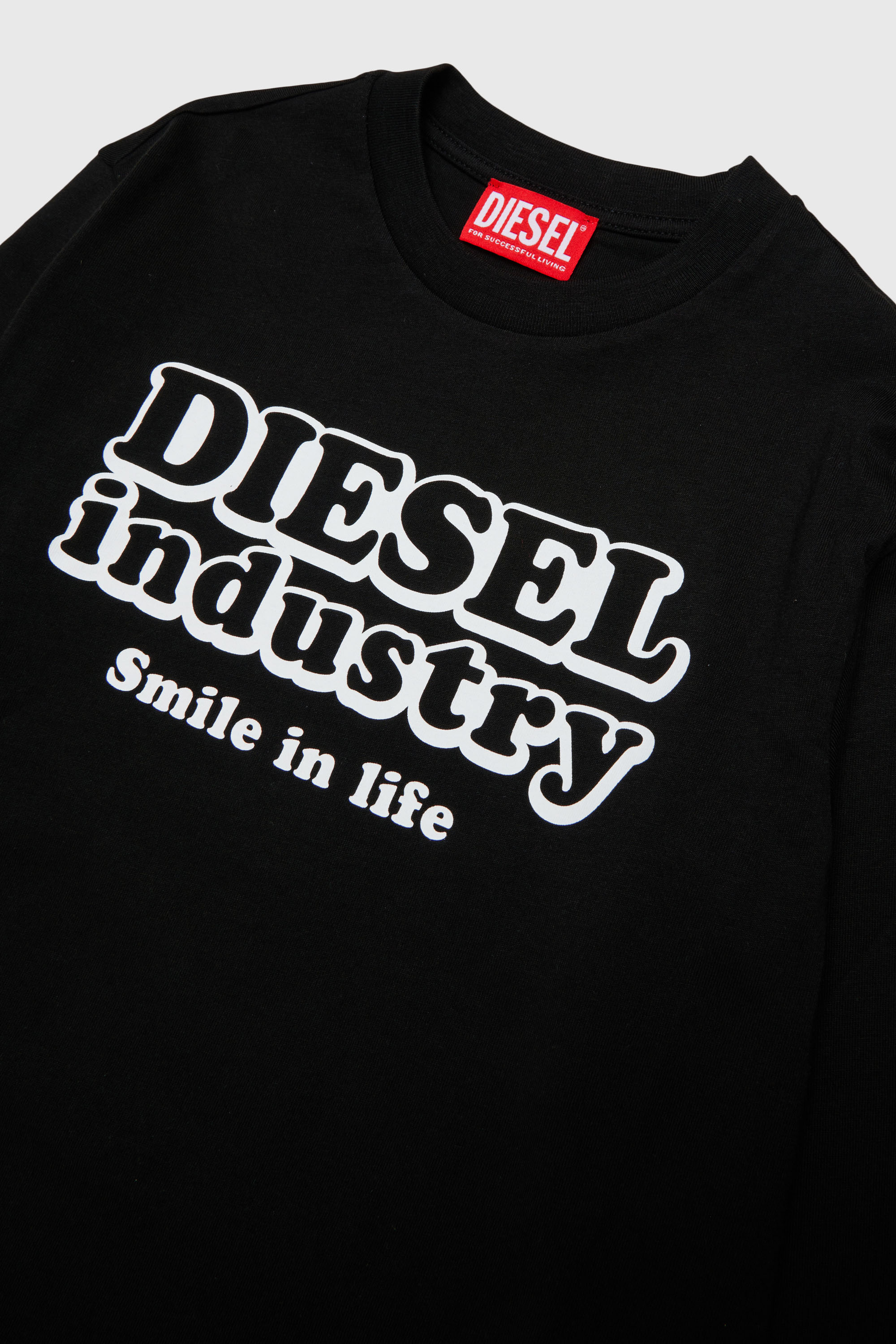 Diesel - TLODIMLS OVER, Man's Long-sleeve T-shirt with Diesel Industry print in Black - 3
