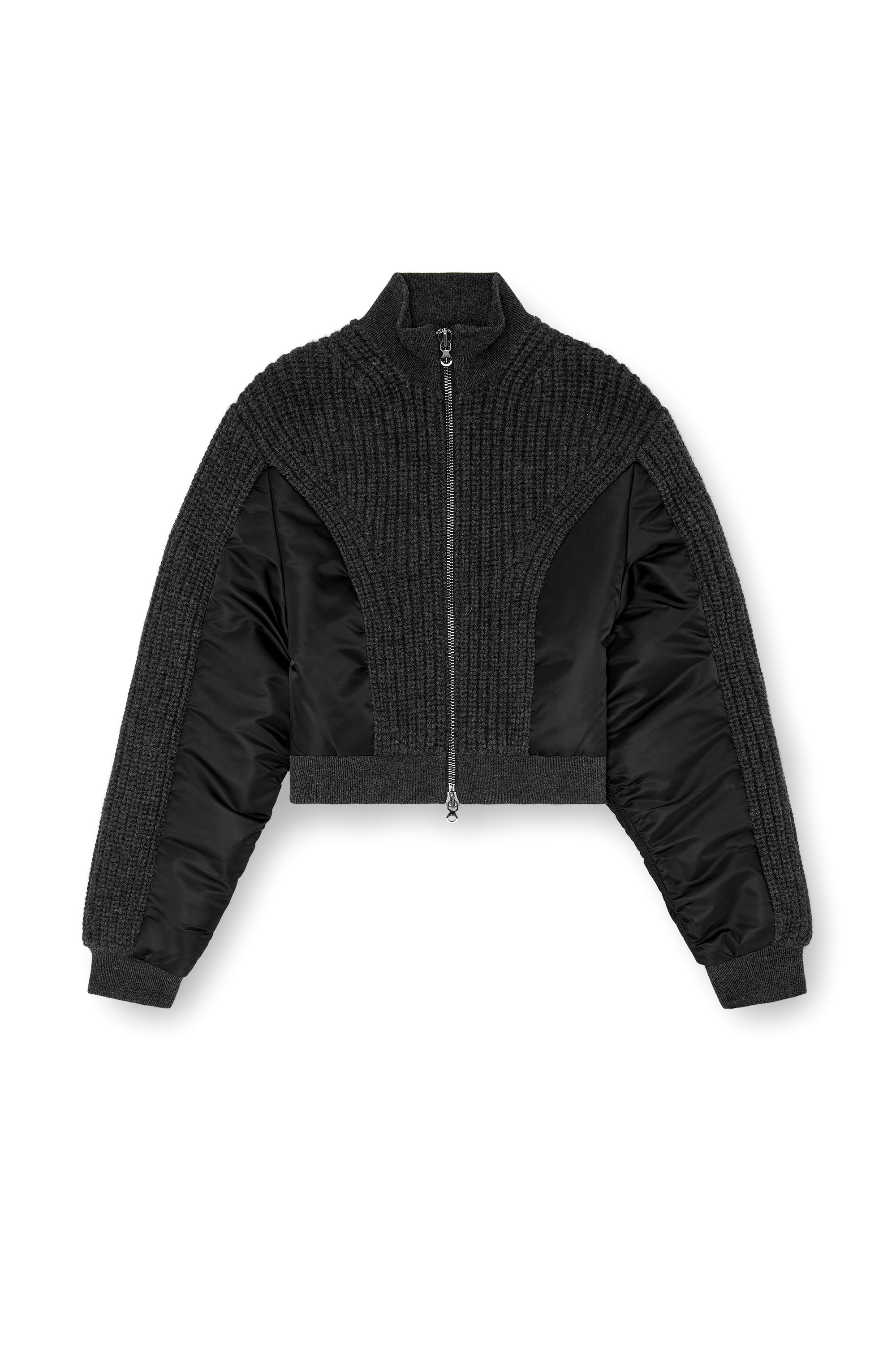 Women's Jacket in wool knit and padded nylon | Black | Diesel