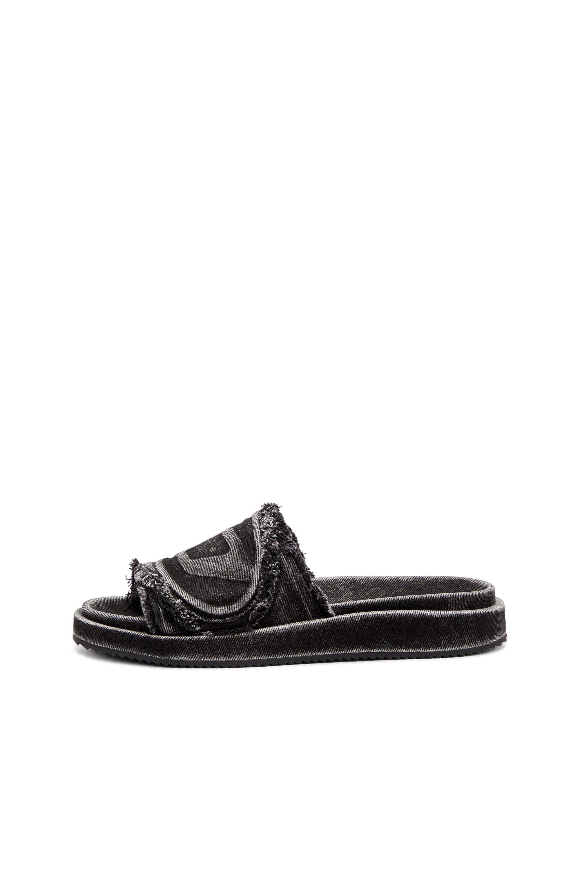 Diesel - SA-SLIDE D OVAL, Unisex's Sa-Slide D-Distressed denim slides in Black - 2