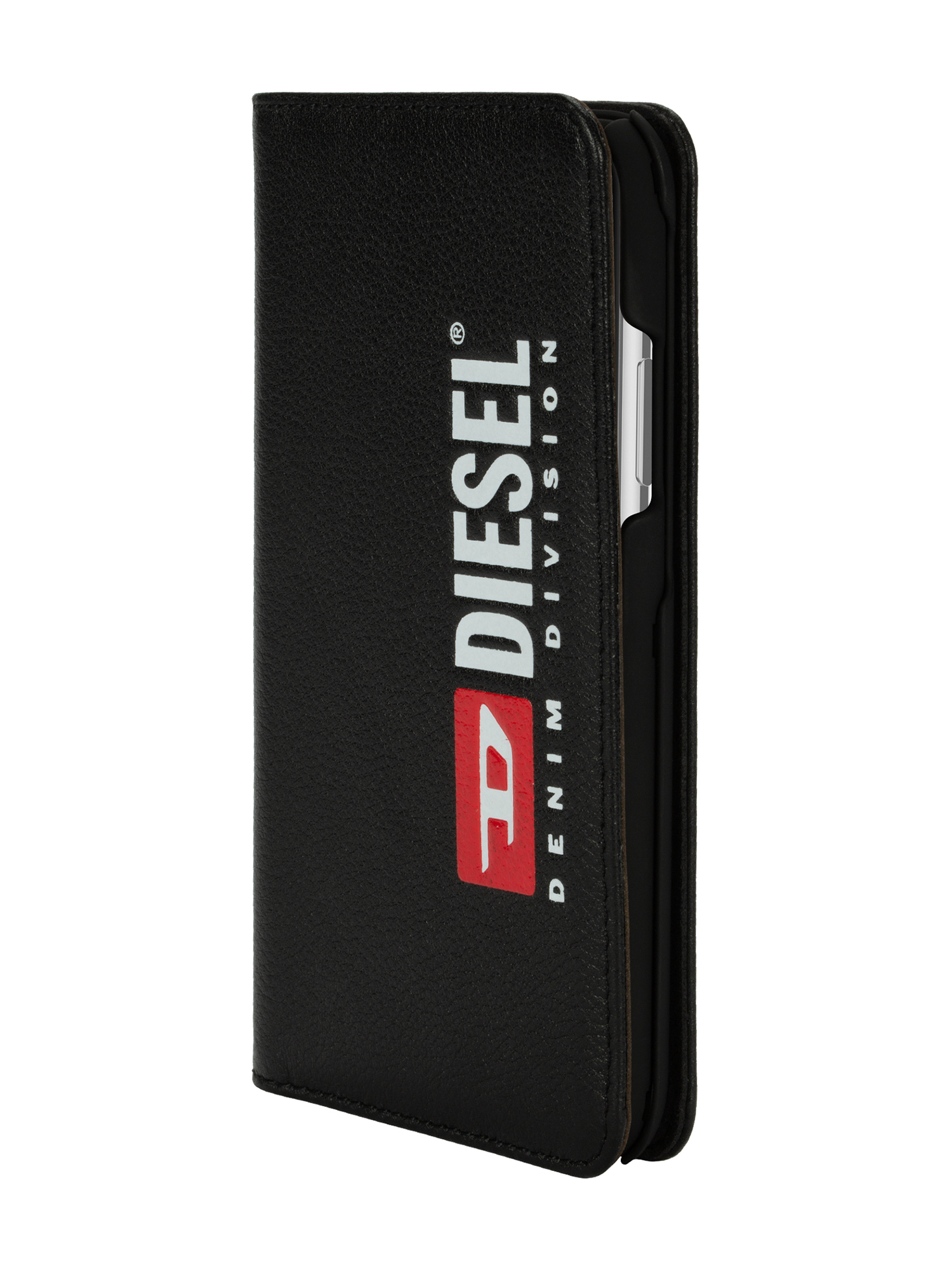 Diesel - DIESEL 2-IN-1 FOLIO CASE FOR IPHONE XS & IPHONE X, Coque en cuir noir avec imprimé logo, iPhone XS & X Mixte in Noir - 3