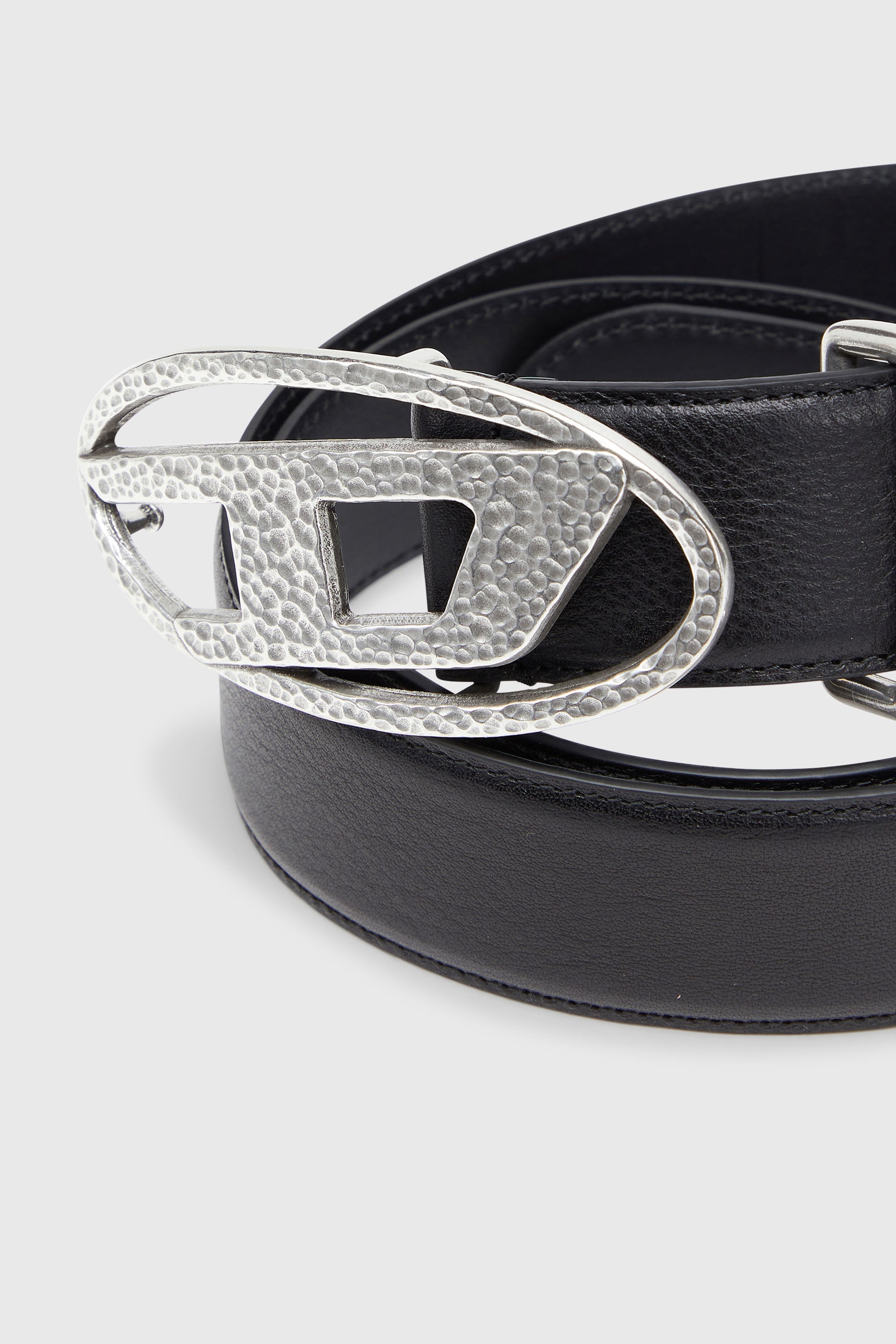 Diesel - B-1DR, 4 cm cintur&oacute;n de piel con hebilla Oval D martillada Unisex in Negro - 3