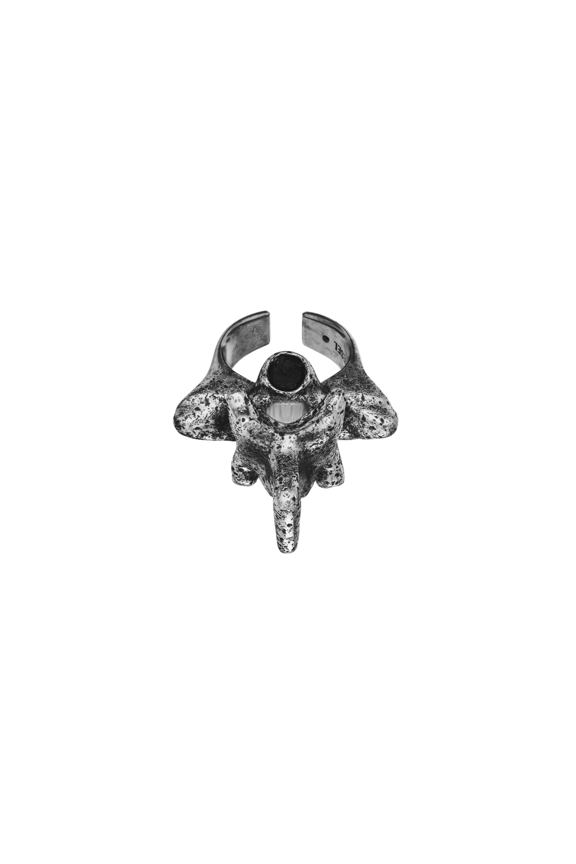 Diesel - DX1708040 JEWELLERY, Anillo en tono plateado con detalle central Unisex in Gris - 2