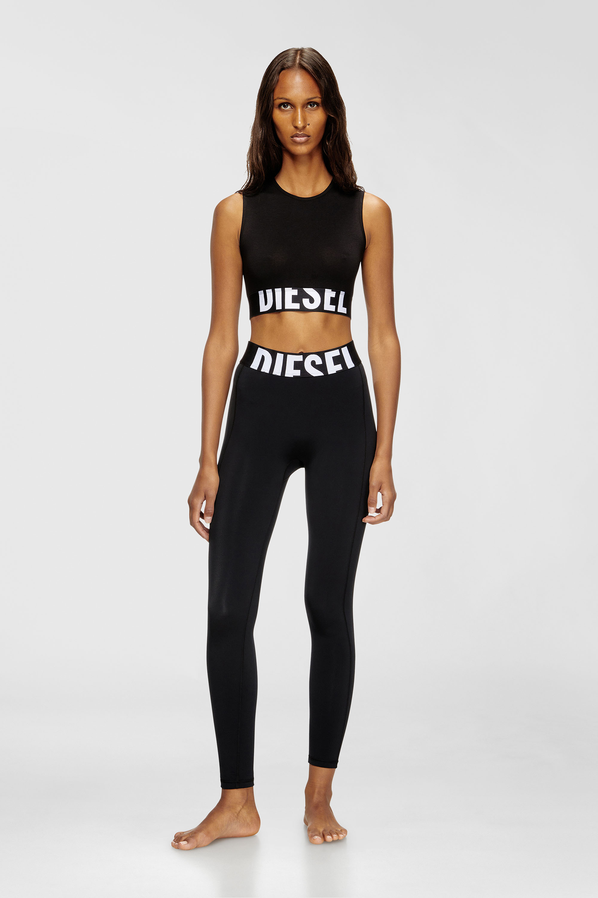 Women's Cropped tank top with cut-off logo | Black | Diesel