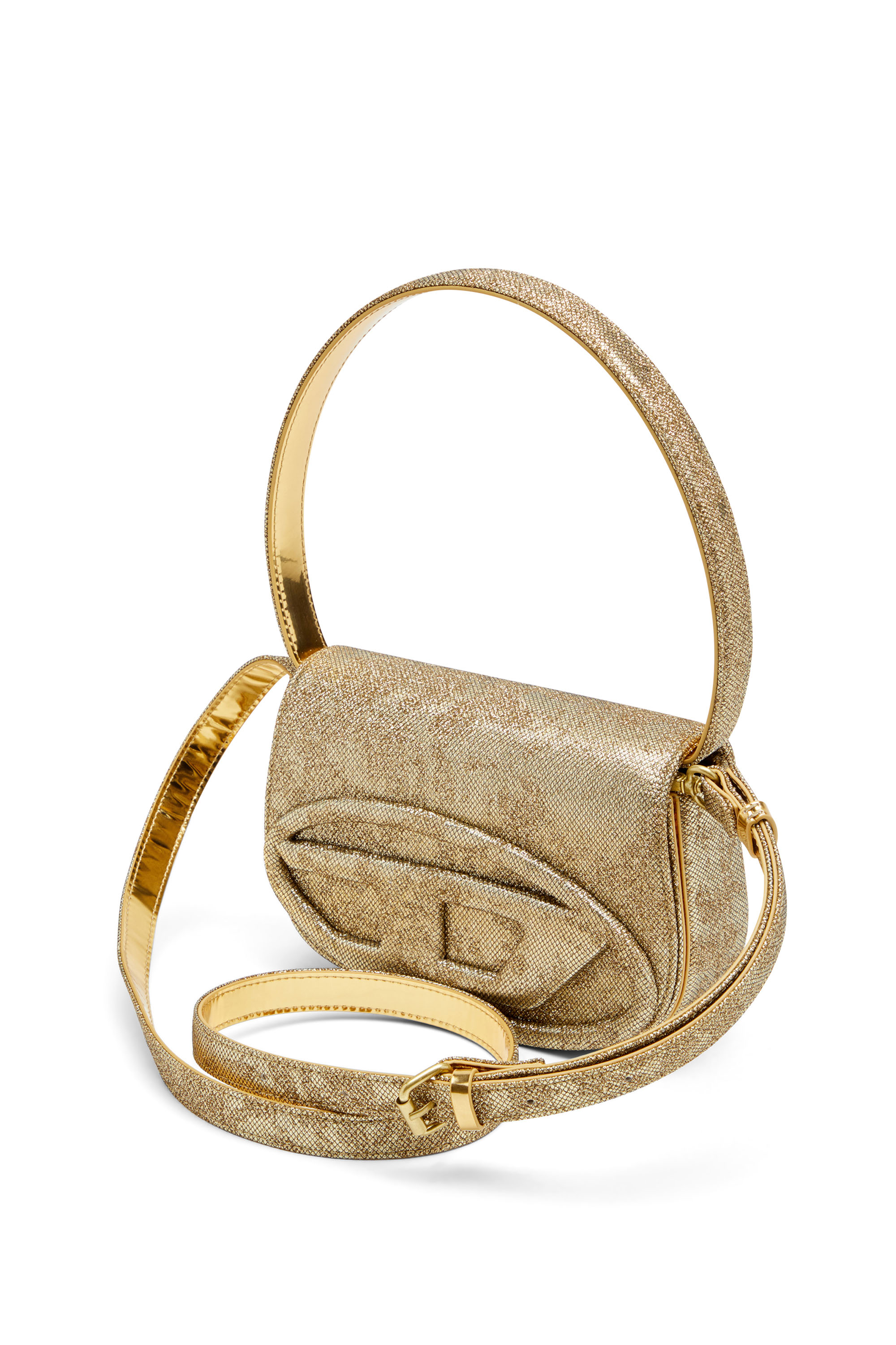 ショルダーバッグ・ポシェット DIESEL FW25 1 DR LUREX (X08396P5126 H0500) Women's 1DR-Iconic 1DR bag in glitter-camo Lurex | Gold | Diesel
