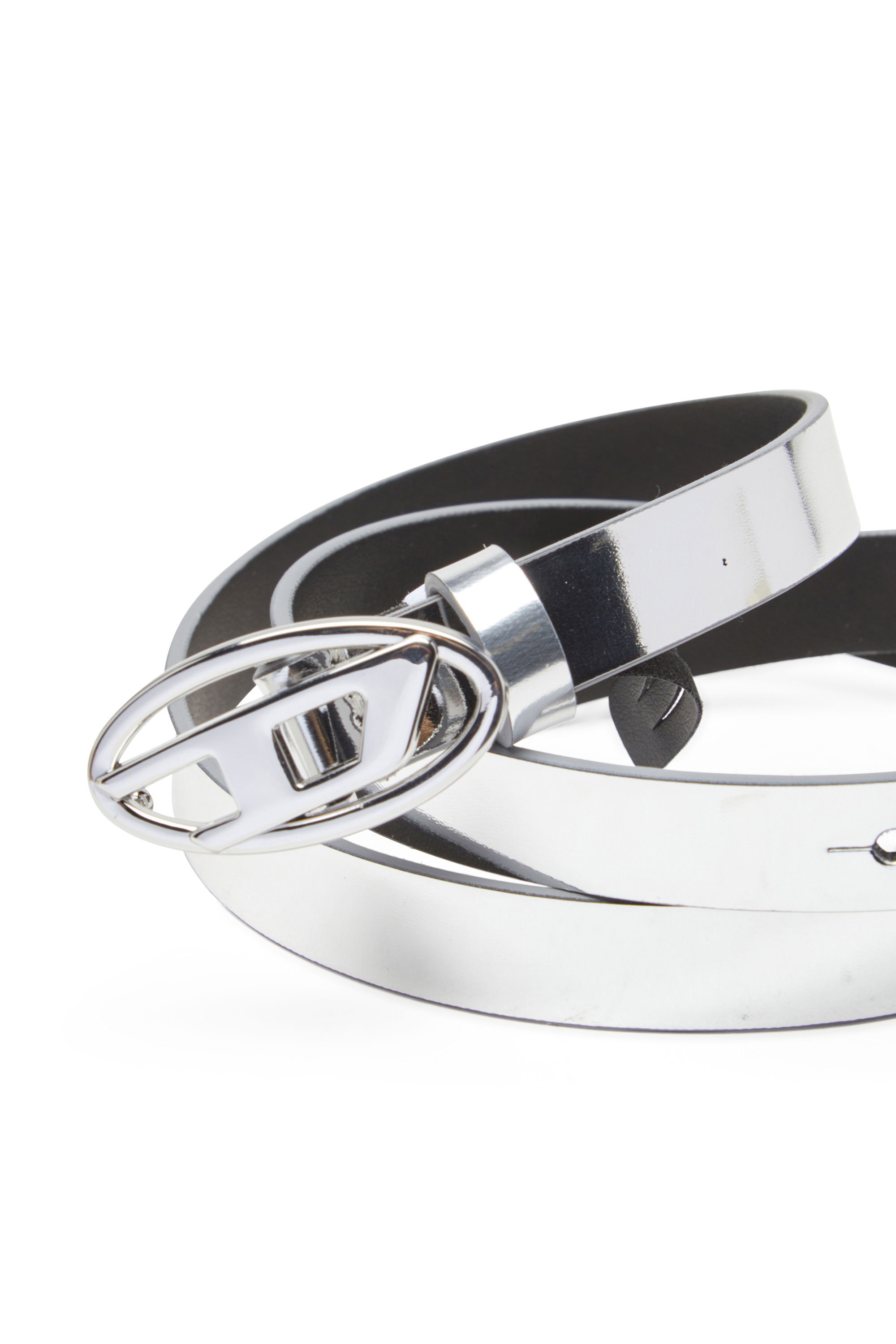 Diesel - B-1DR 15, Woman's 1.5cm belt with mirrored metallic finish in Silver - 3