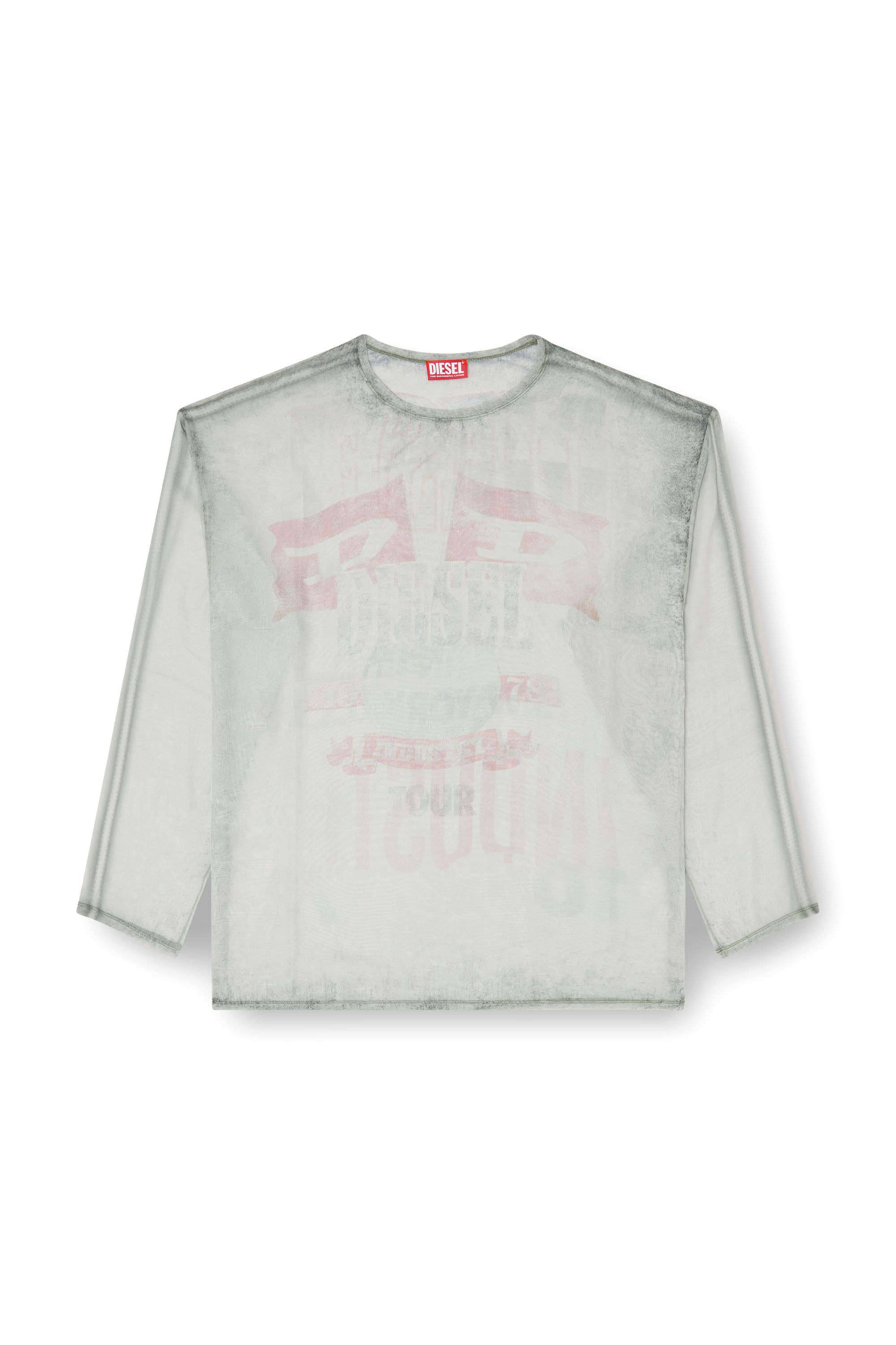 Diesel - T-DOUBLEX-LS, Male's Sheer chiffon top with concert graphics in null - 2