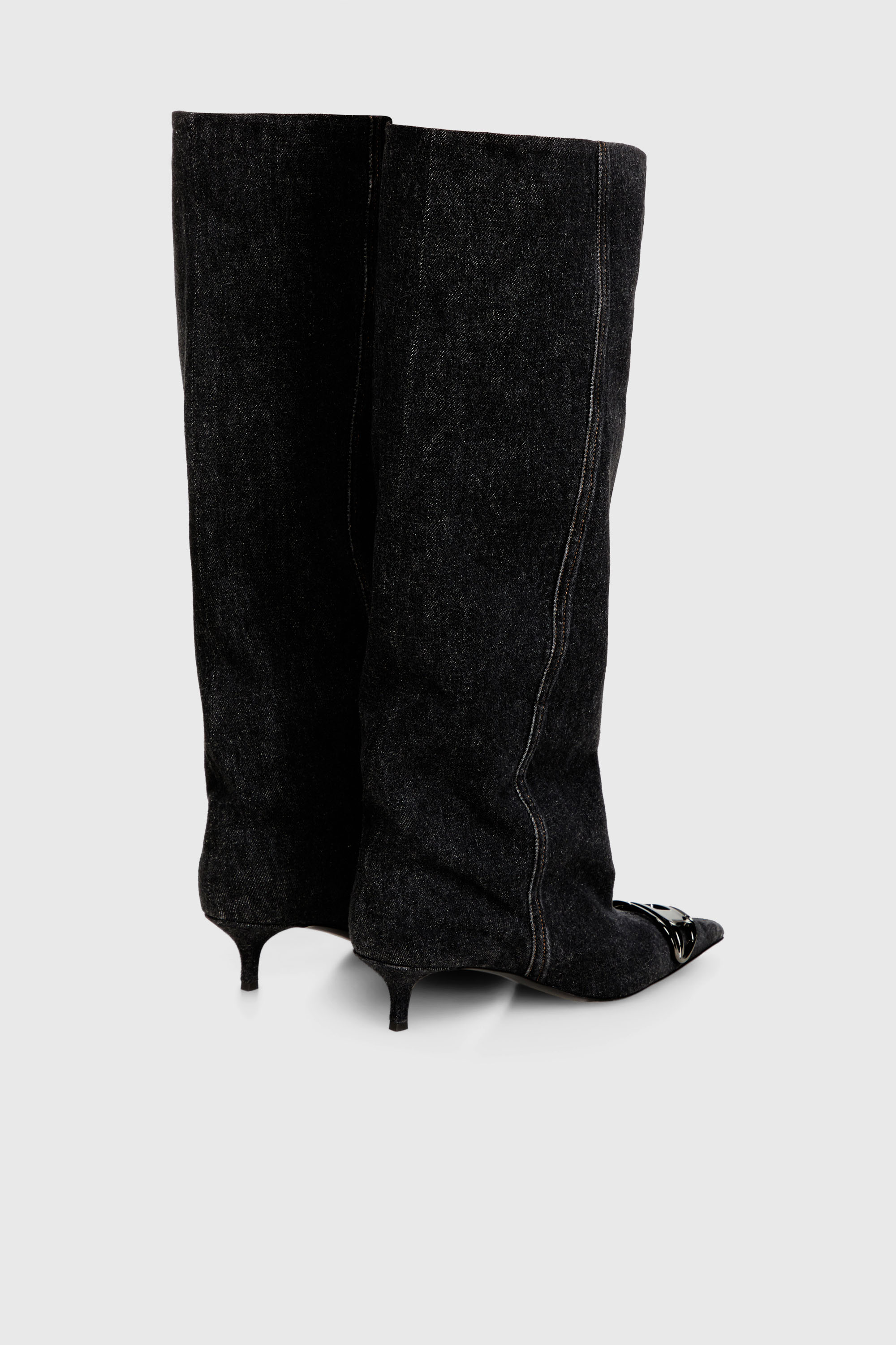 Diesel - D-VENUS KB SLOUCHY, D-Venus-Bota slouchy hasta la rodilla en denim Mujer in Negro - 3