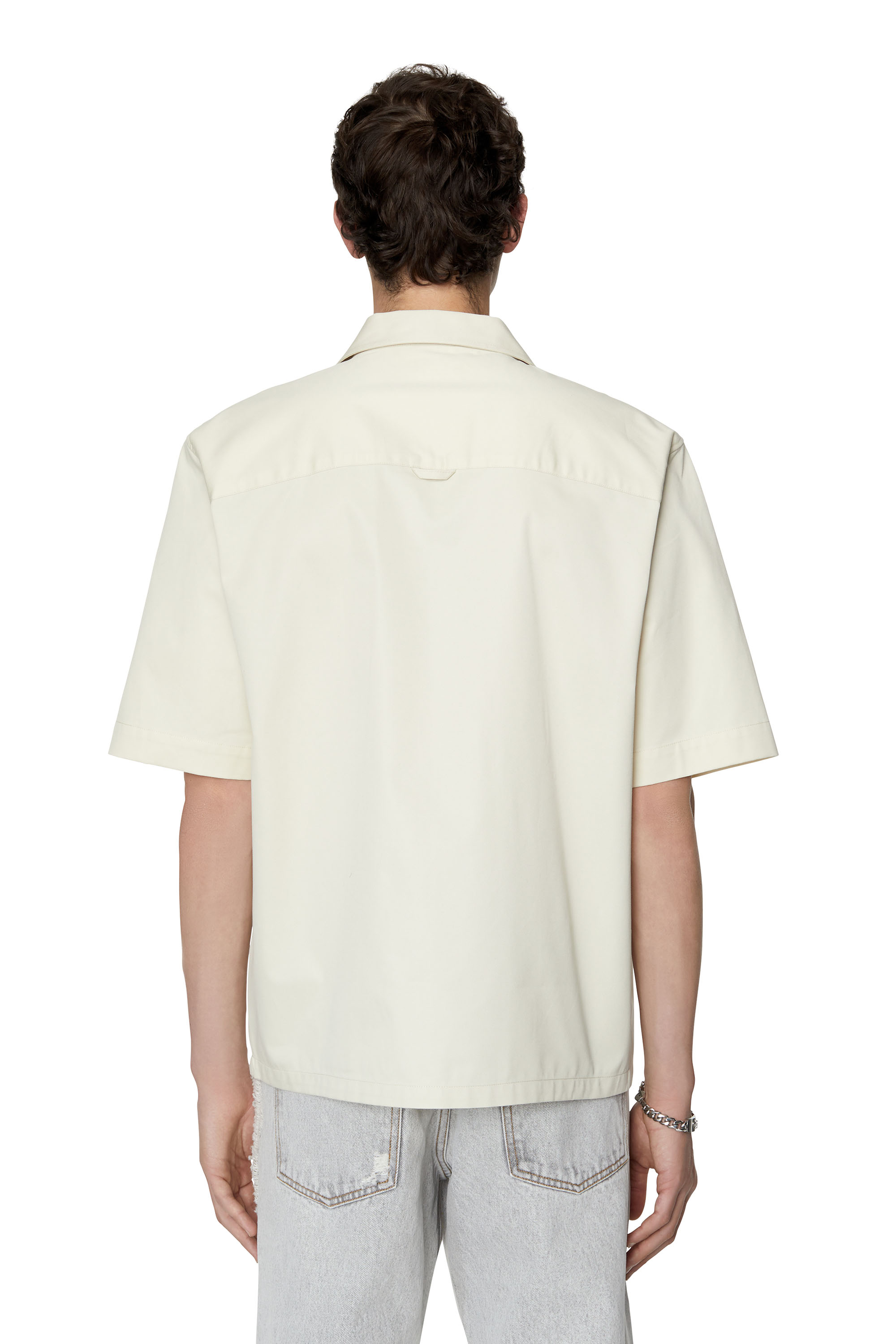 Diesel - S-MAC-22, Male's Bowling shirt with maxi logo print in Black/White - 5