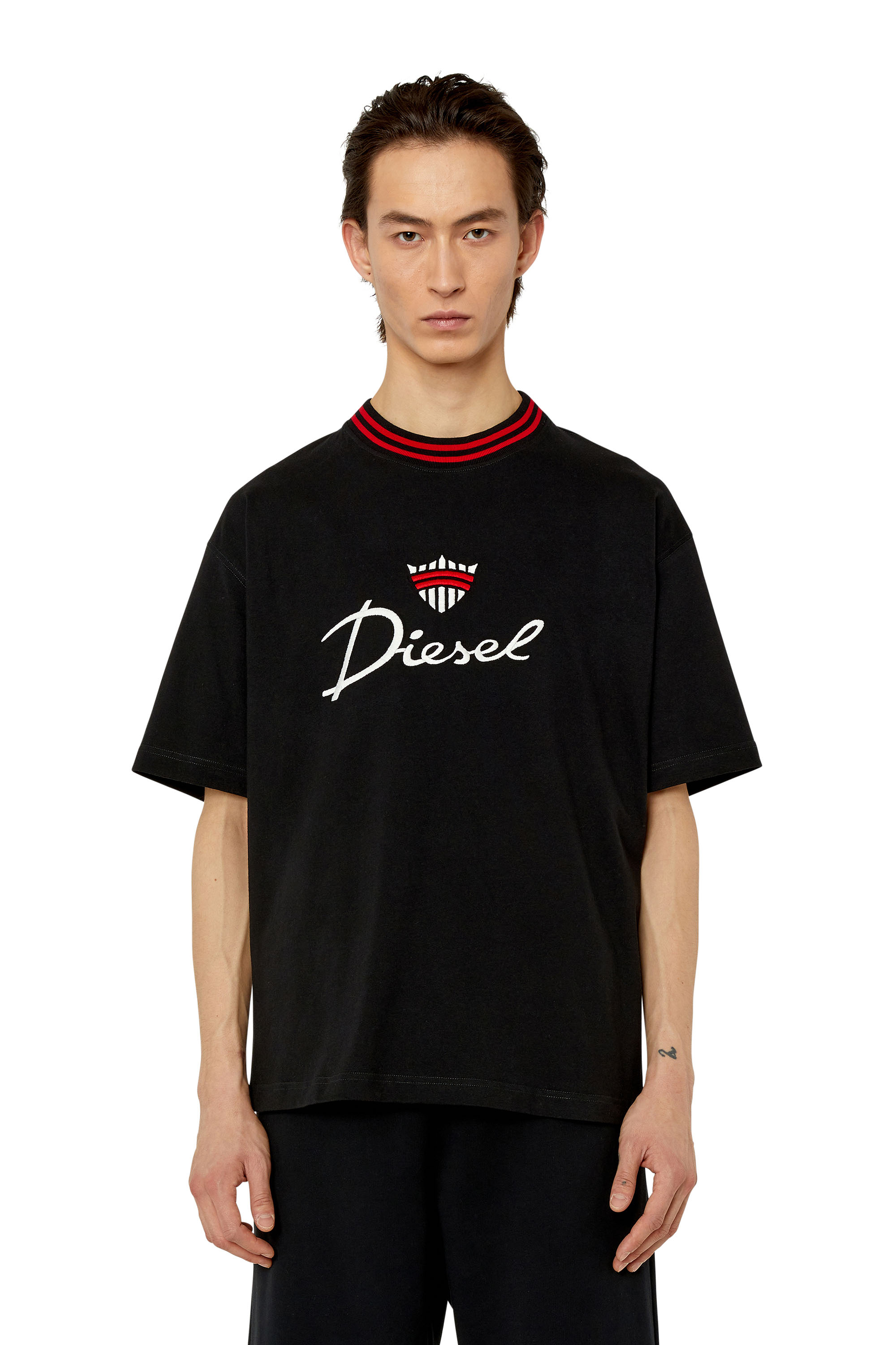 Diesel - T-WASH-G6, Man's T-shirt with crown logo embroidery in Black - 3