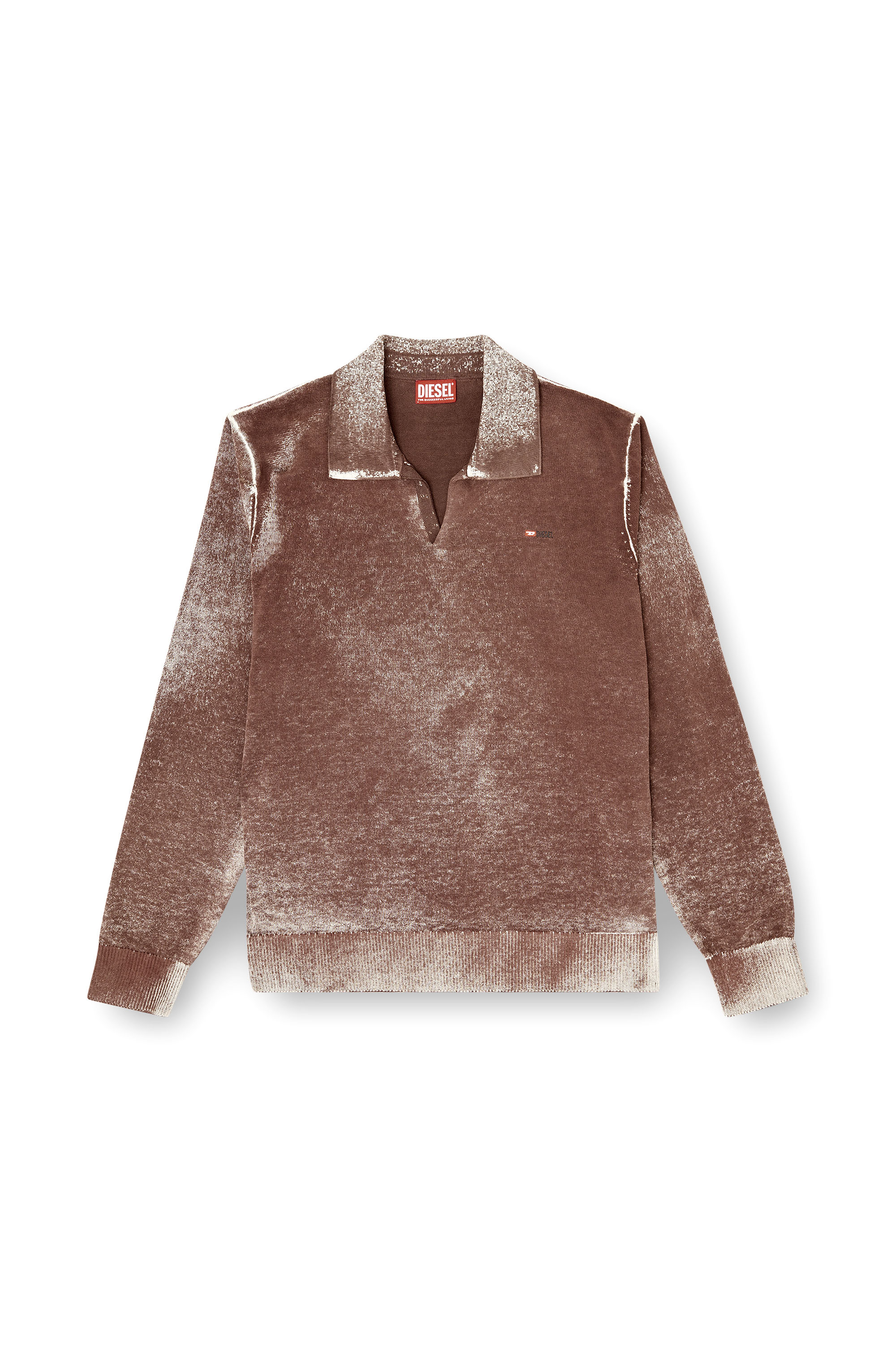 Diesel - K-LAWRENCE, Male's Polo jumper with faded reverse print in Brown/Grey - 2