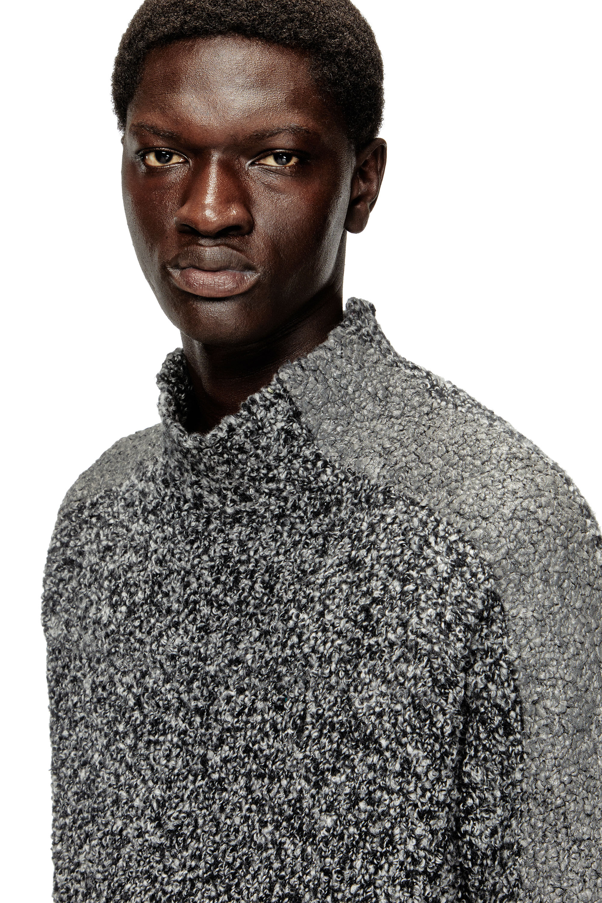 Diesel - K-ERLAND, Man's Boucl&eacute;-knit jumper with sleeve bands in Black - 5