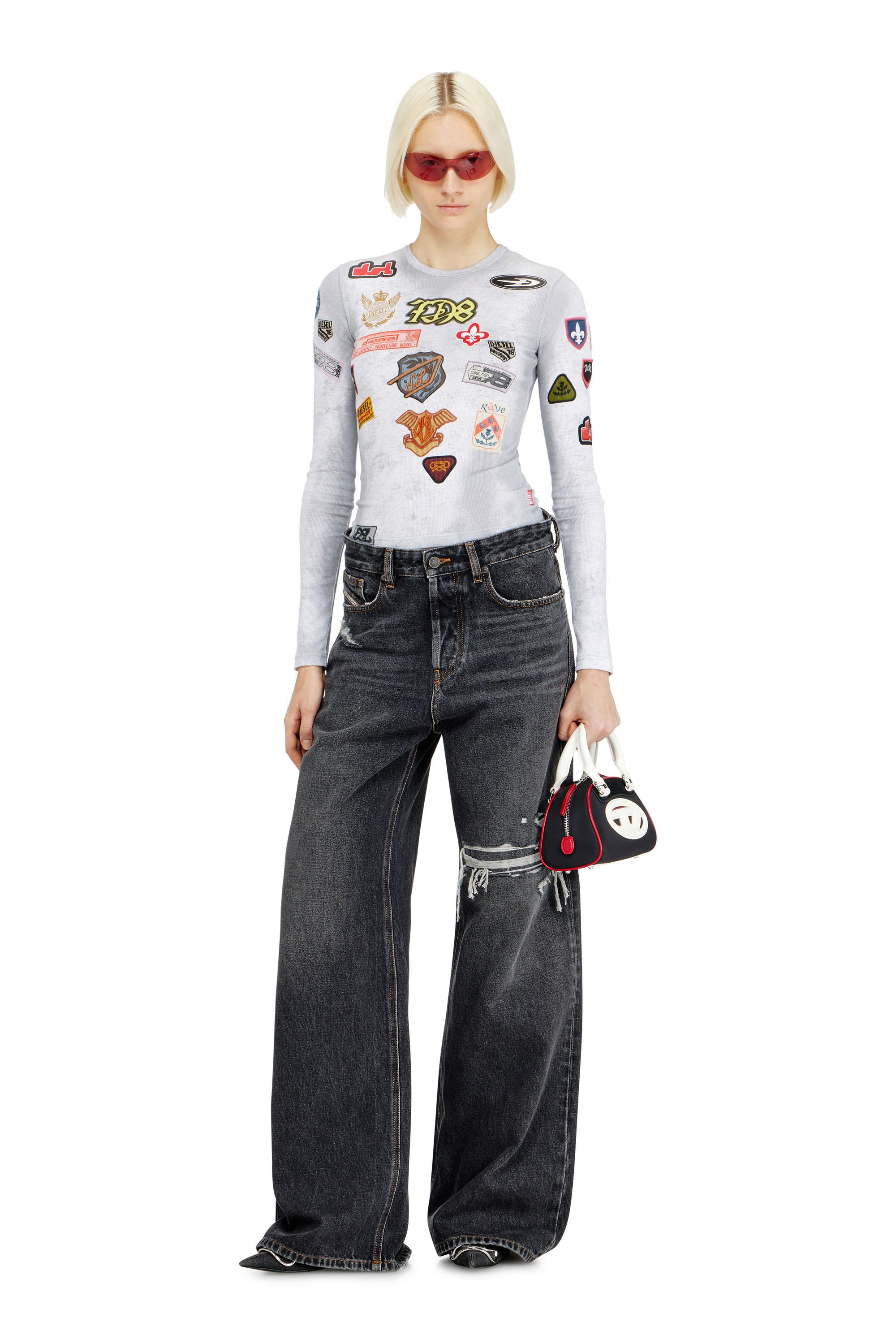 Diesel - Unisex's Relaxed Jeans 1996 D-Sire 007F6, Black/Dark grey - 2