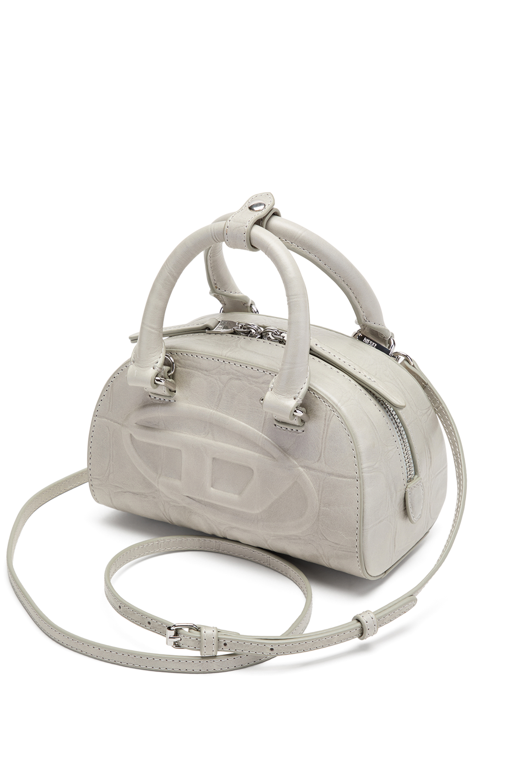 Diesel - 1DR DOME CROSSBODY, 1DR Dome-Mini sac bowling en cuir effet croco Femme in Gris - 3
